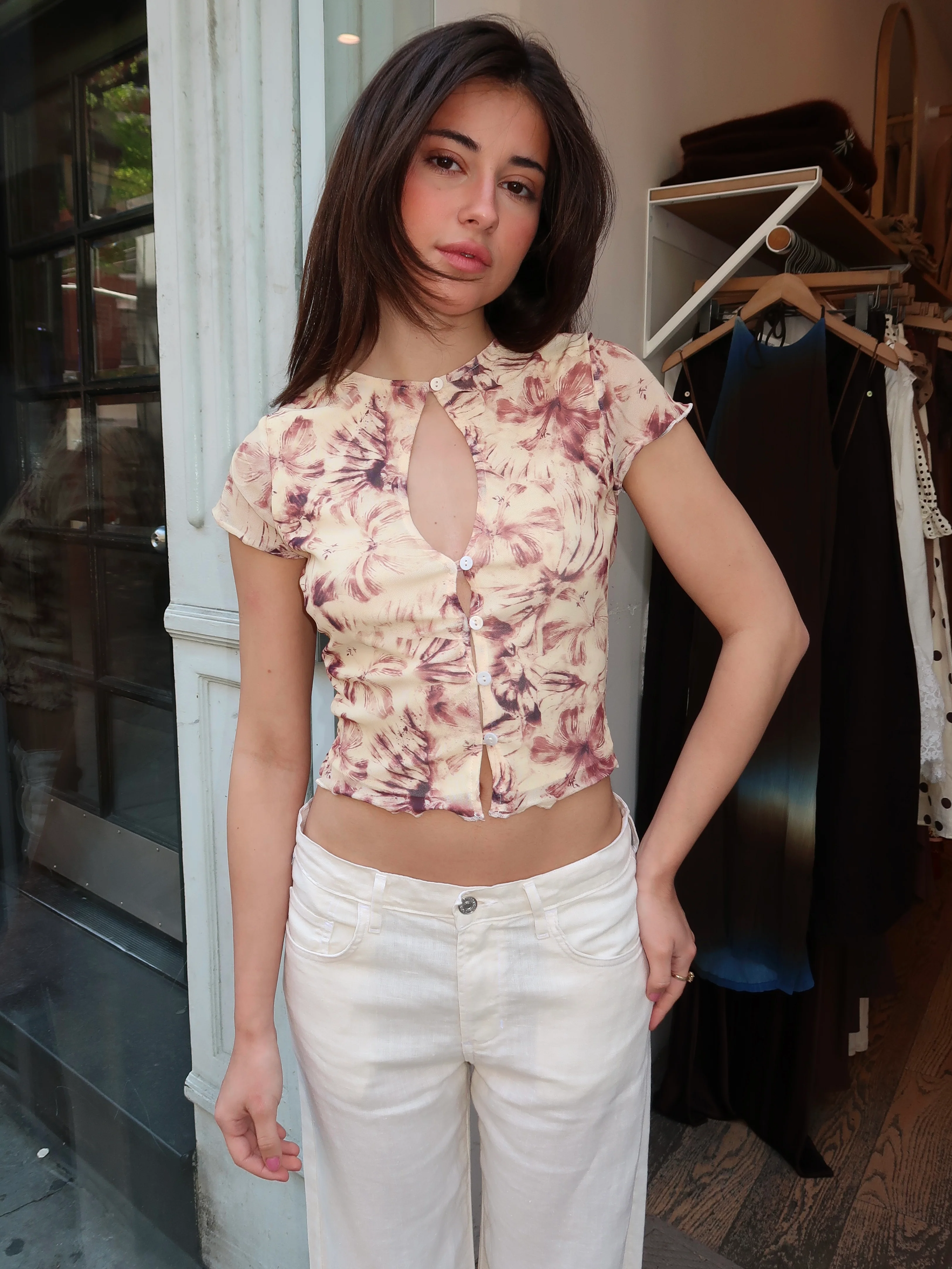 Alena Top in Dusty Yellow Floral - Image 4
