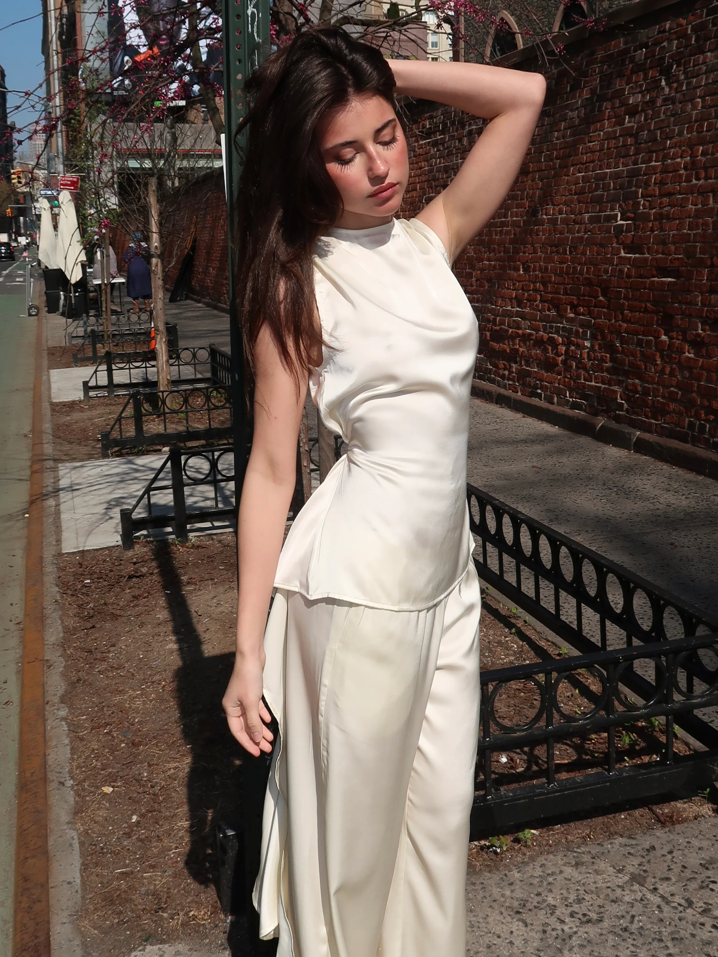 April Draped Open Back Top in Ivory - Image 3