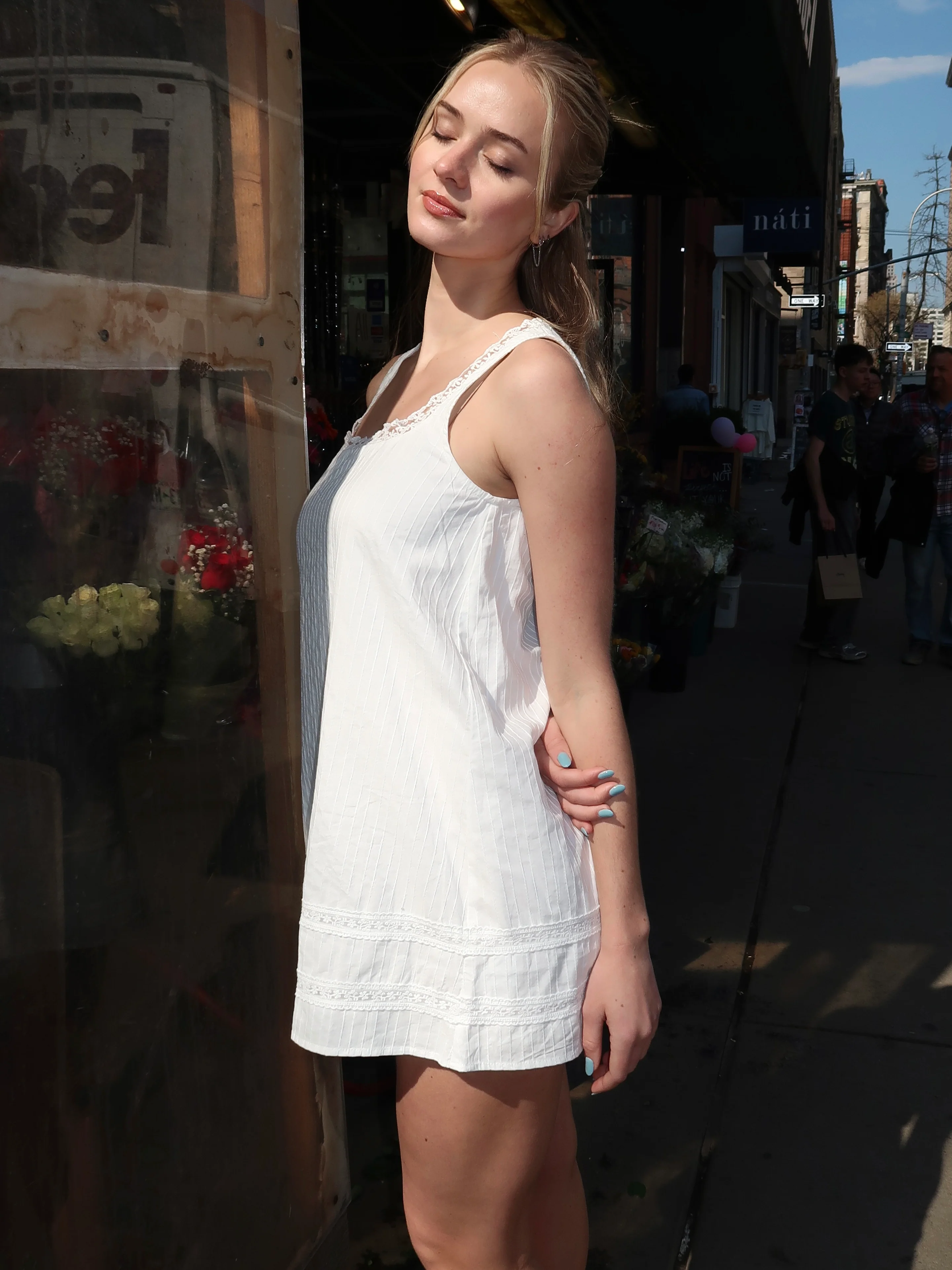 Aziel Babydoll Dress in White - Image 4