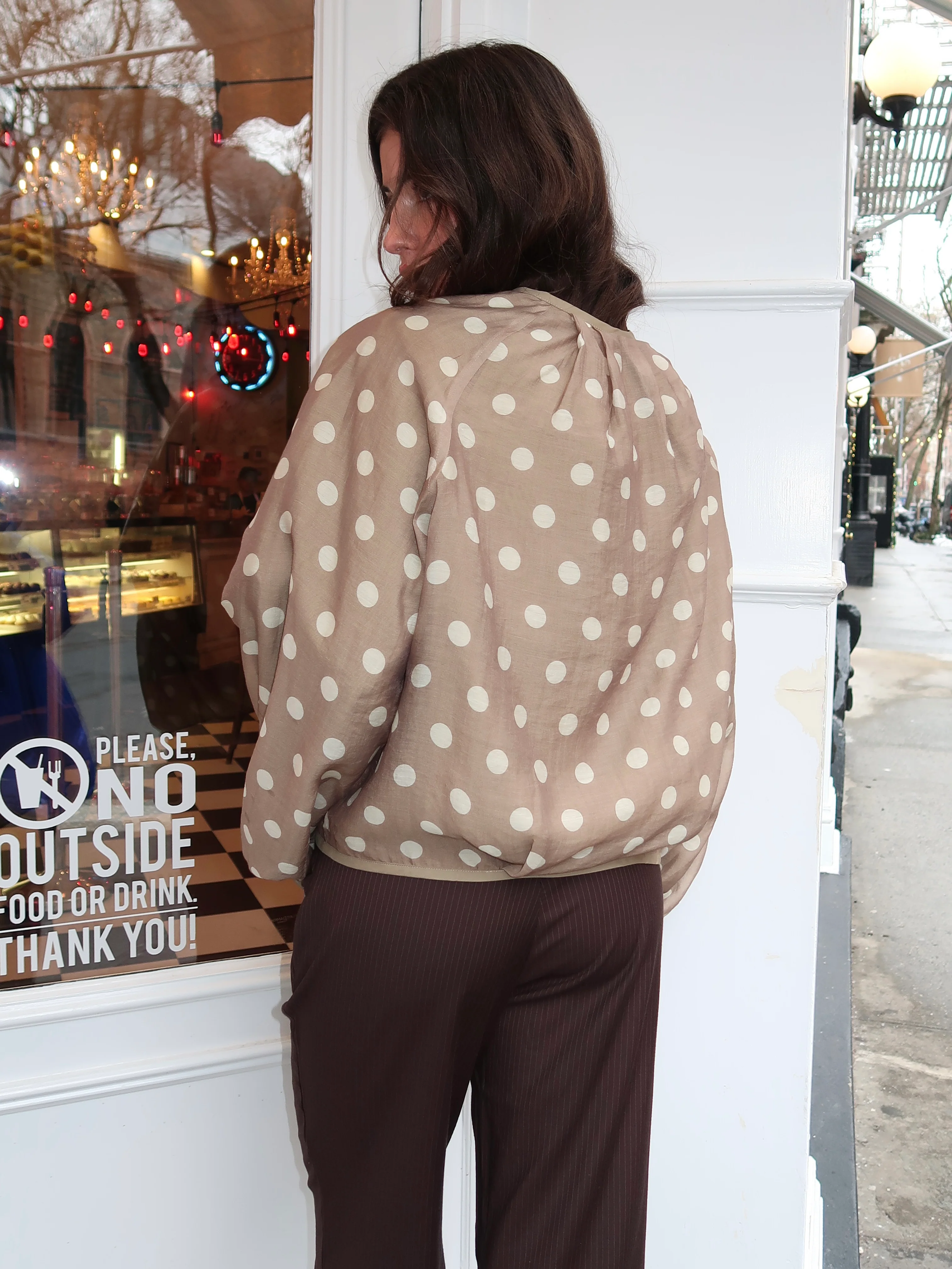 Balloon Polka Dot Jacket in Cream & Mocha - Image 3