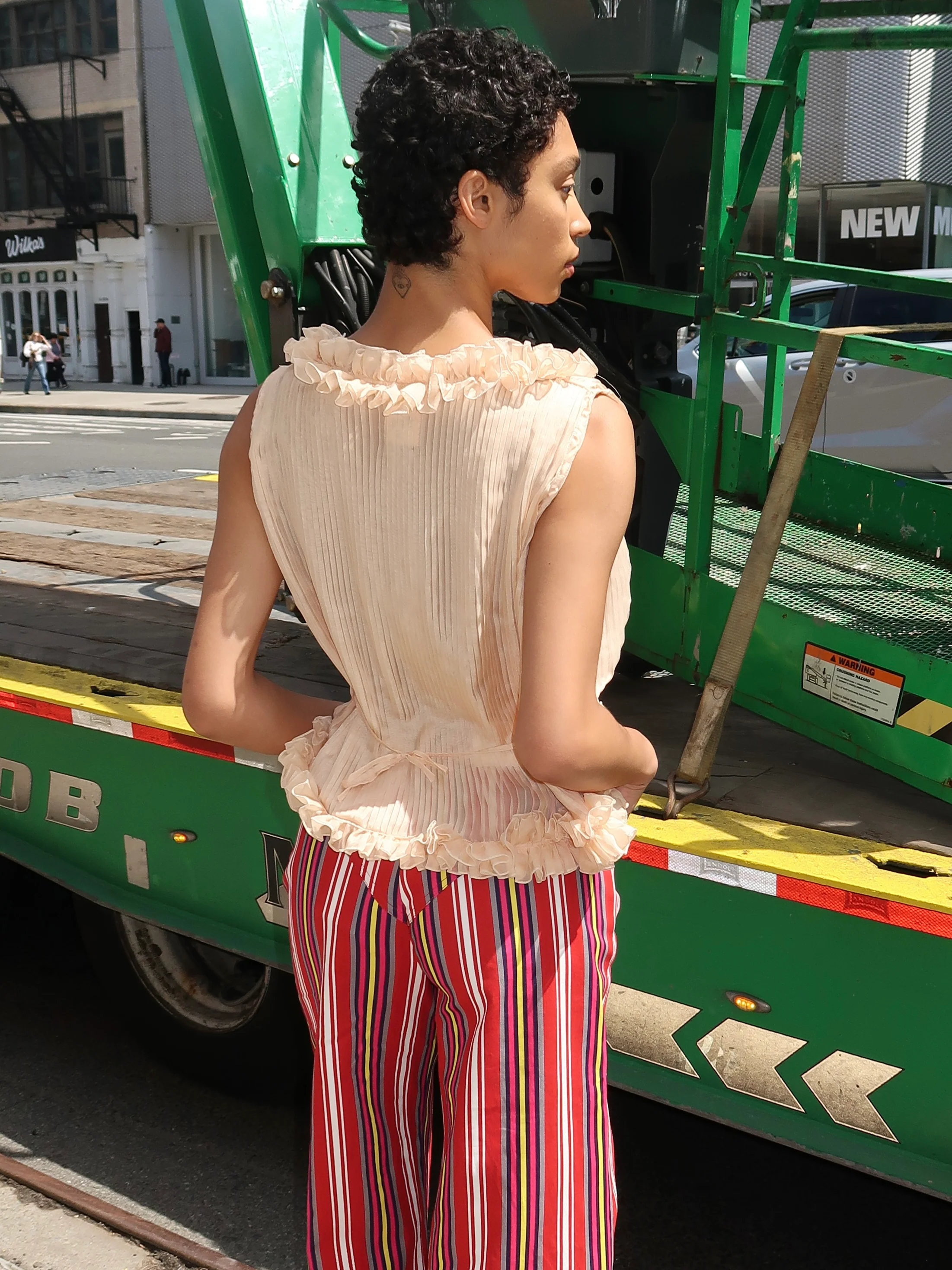Belisse Pleated Blouse in Soft Peach - Image 3