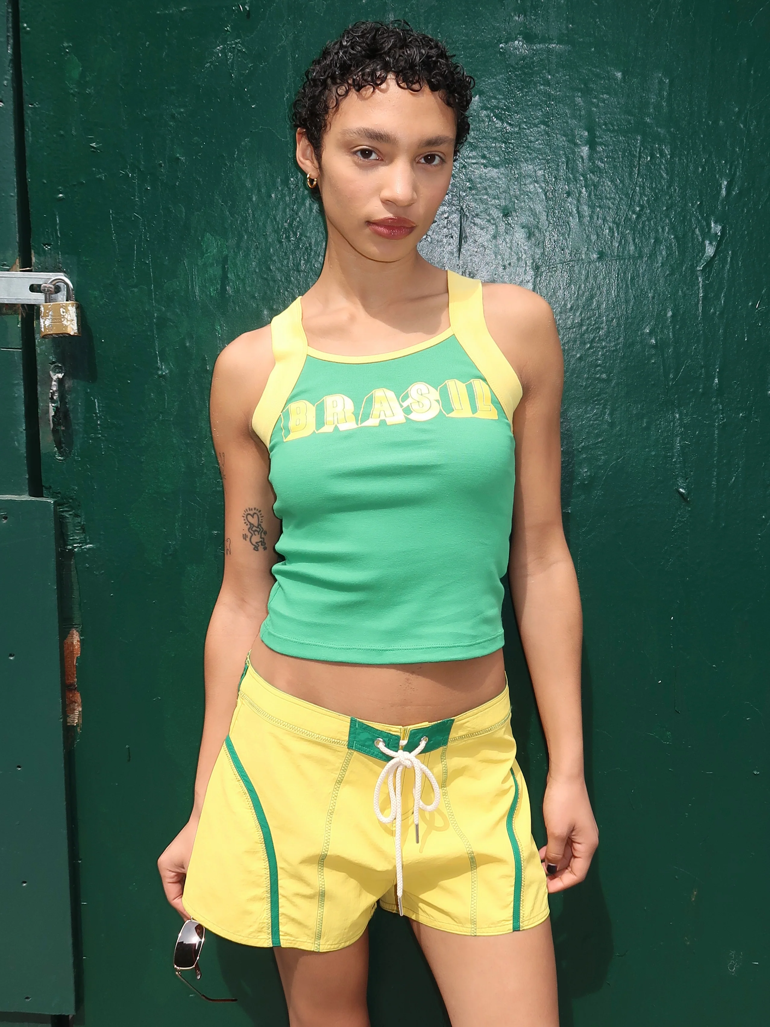 Brasil Tank Top in Green/Yellow - Image 4