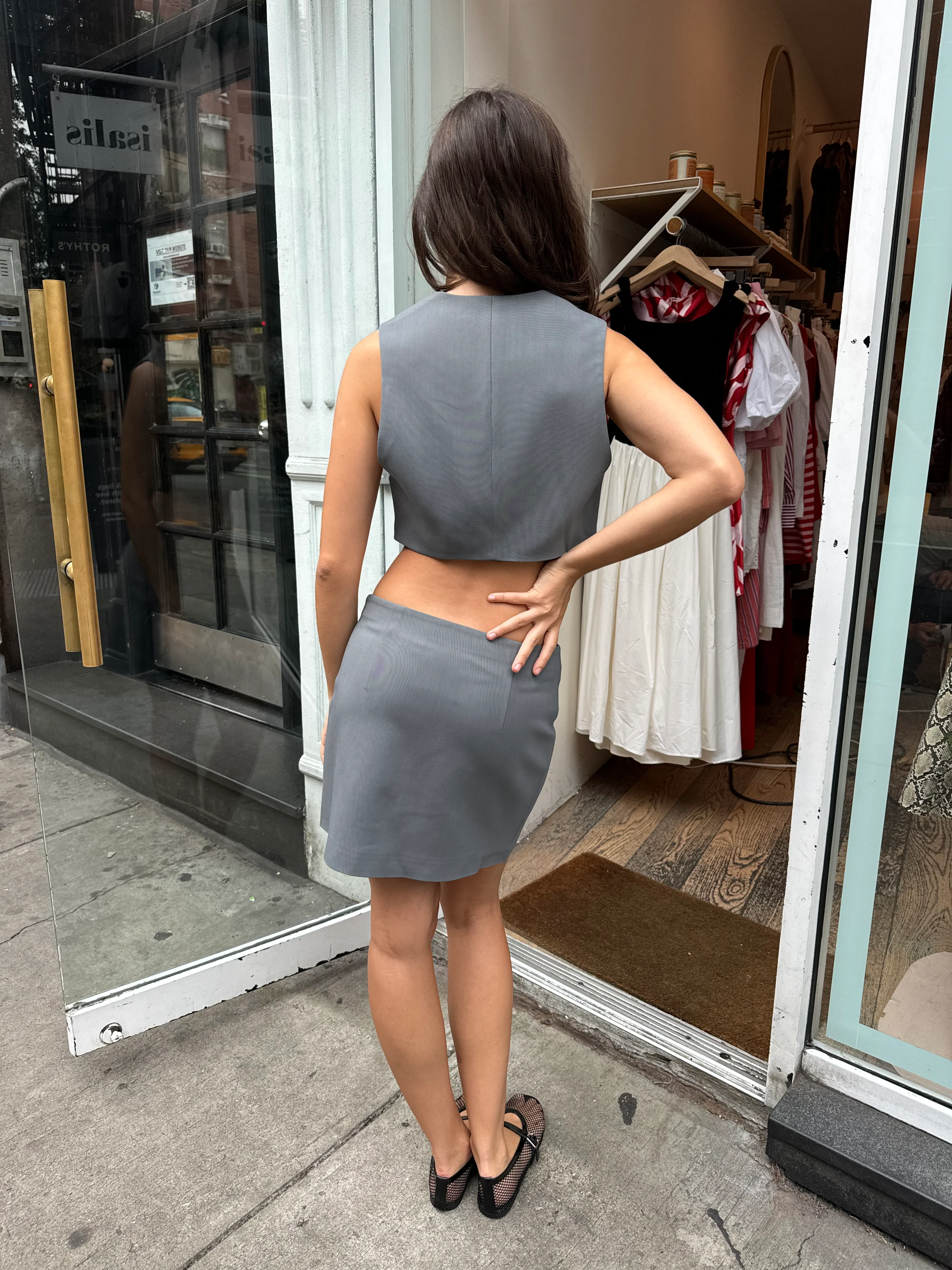 Suree Cropped Vest in Steel Blue - Image 5