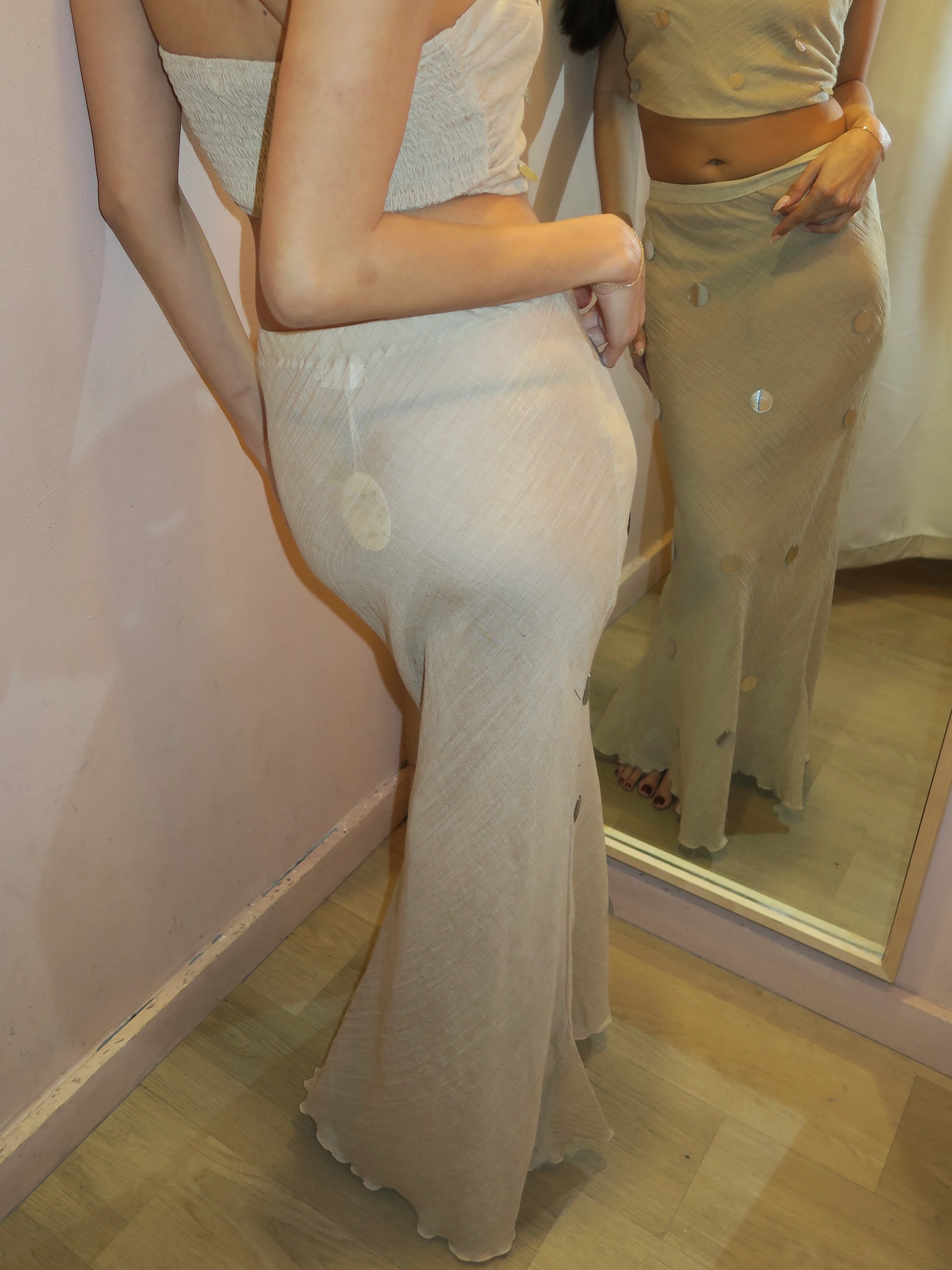 Cathedral Maxi Skirt in Sand Sequin - Image 3