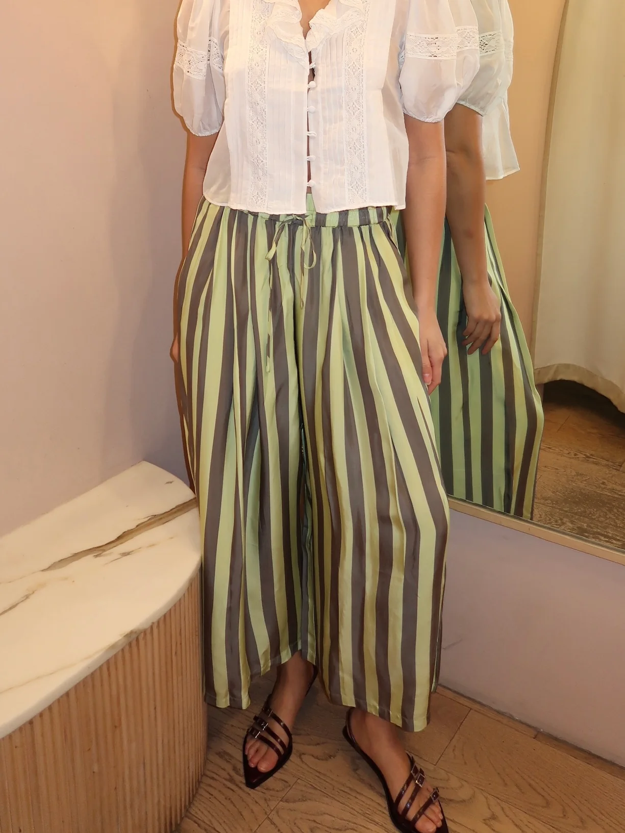 Cyprus Pant in Evergreen Stripe - Image 2