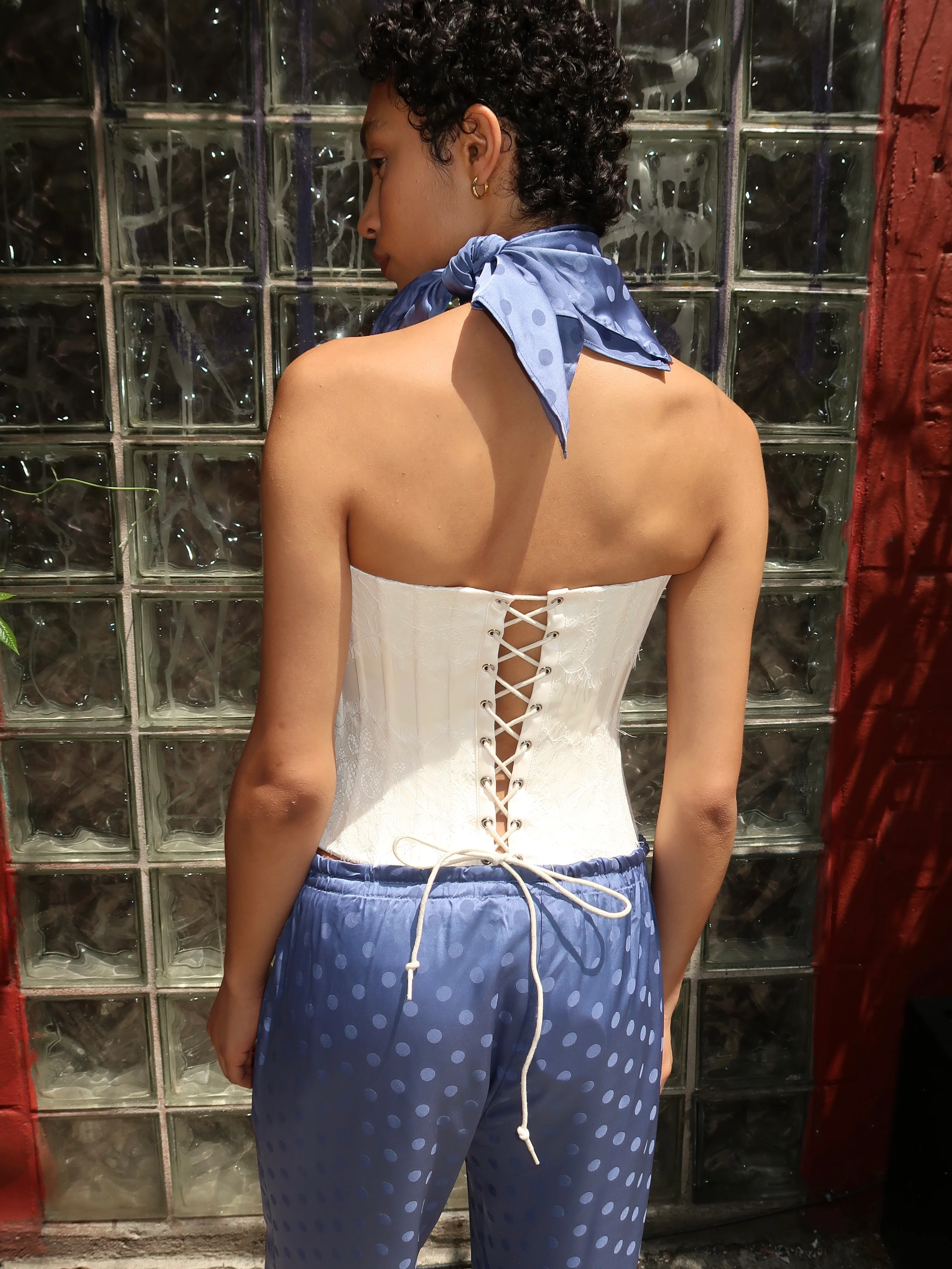 Eliane Satin Corset in Ivory - Image 3