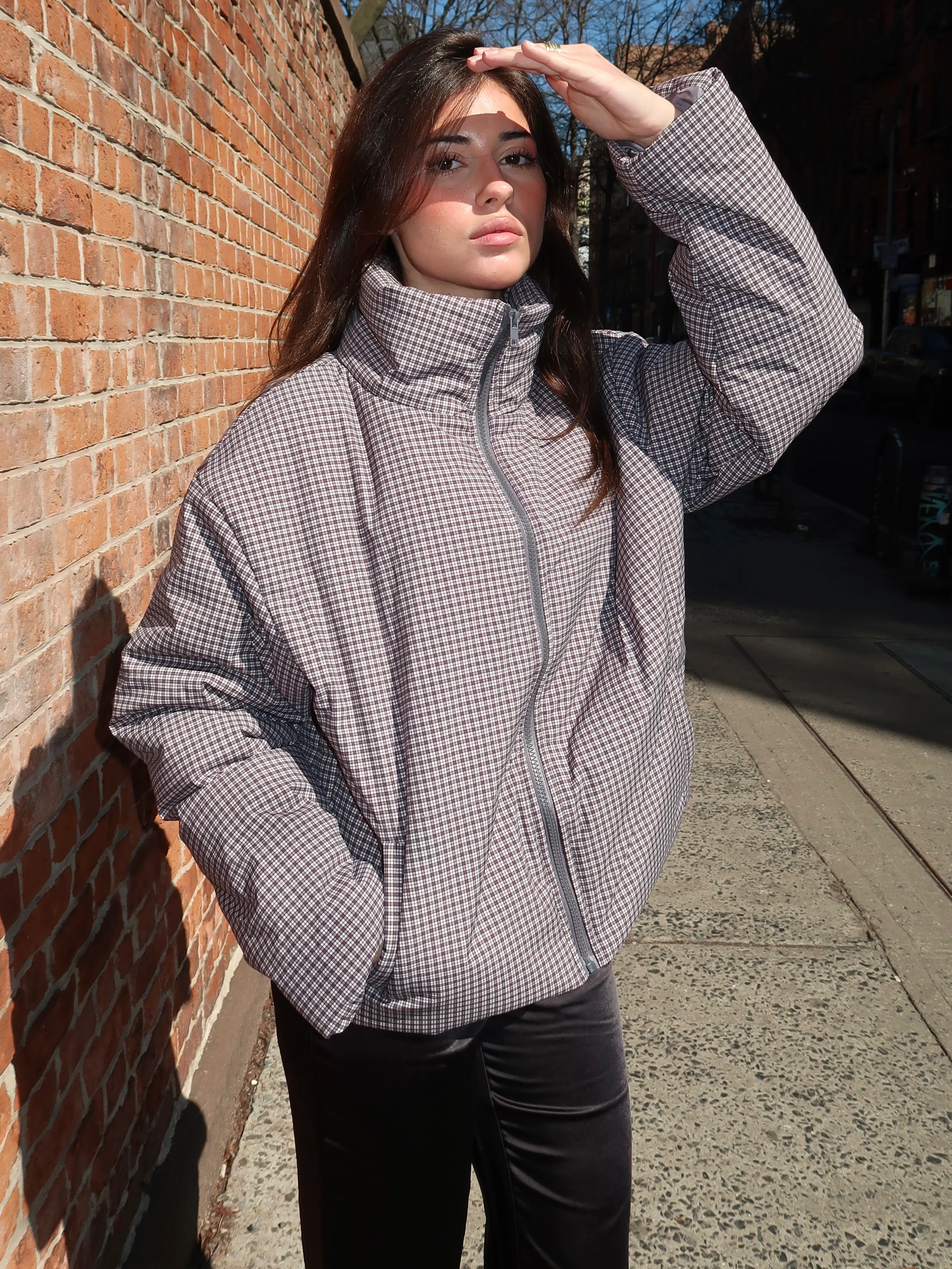 Emerson Puffer Jacket in Plaid Multi - Image 2