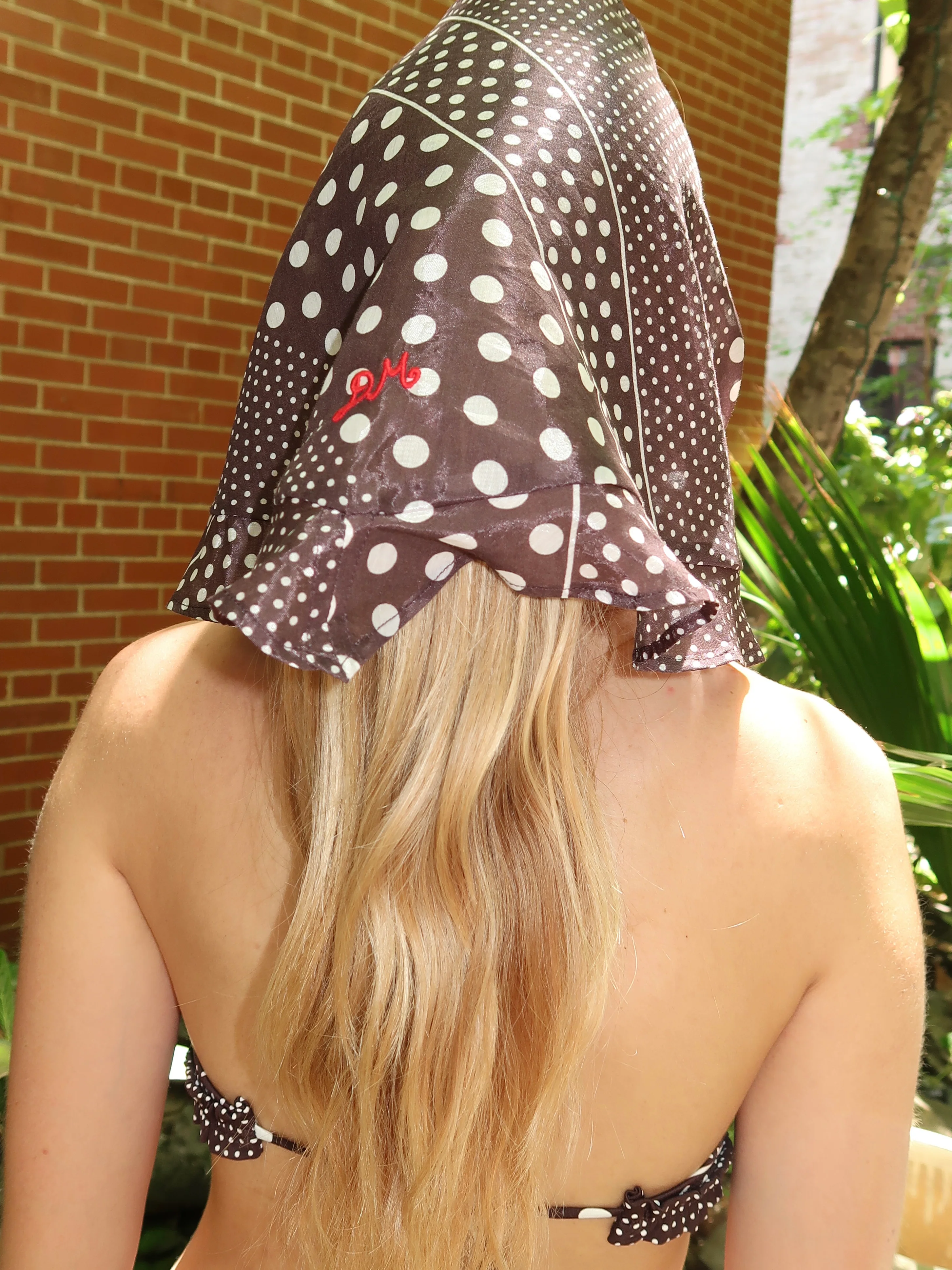 Frill Edge Headscarf in Spot Stripe - Image 3