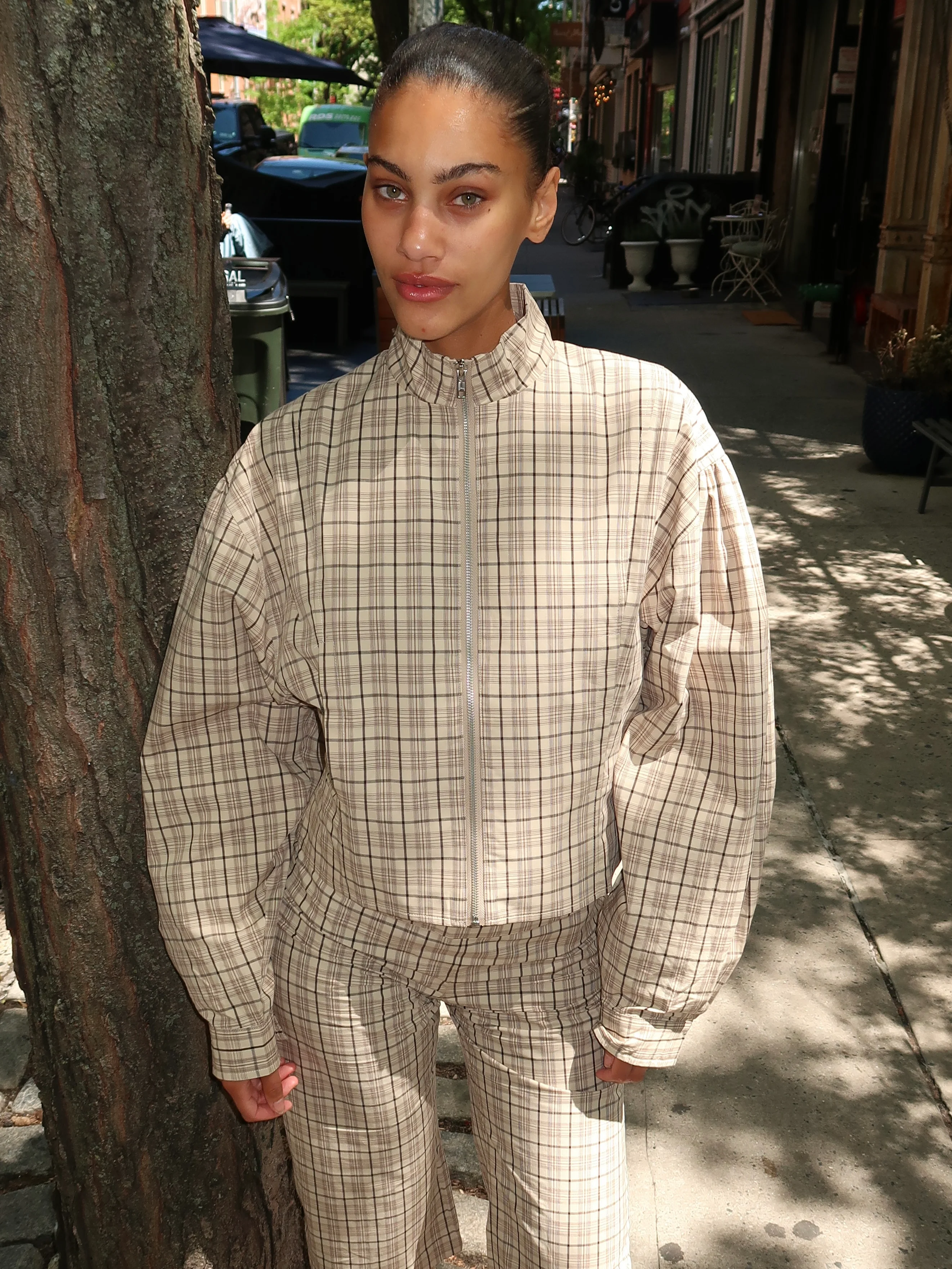 Globo Jacket in Brown Plaid - Image 2
