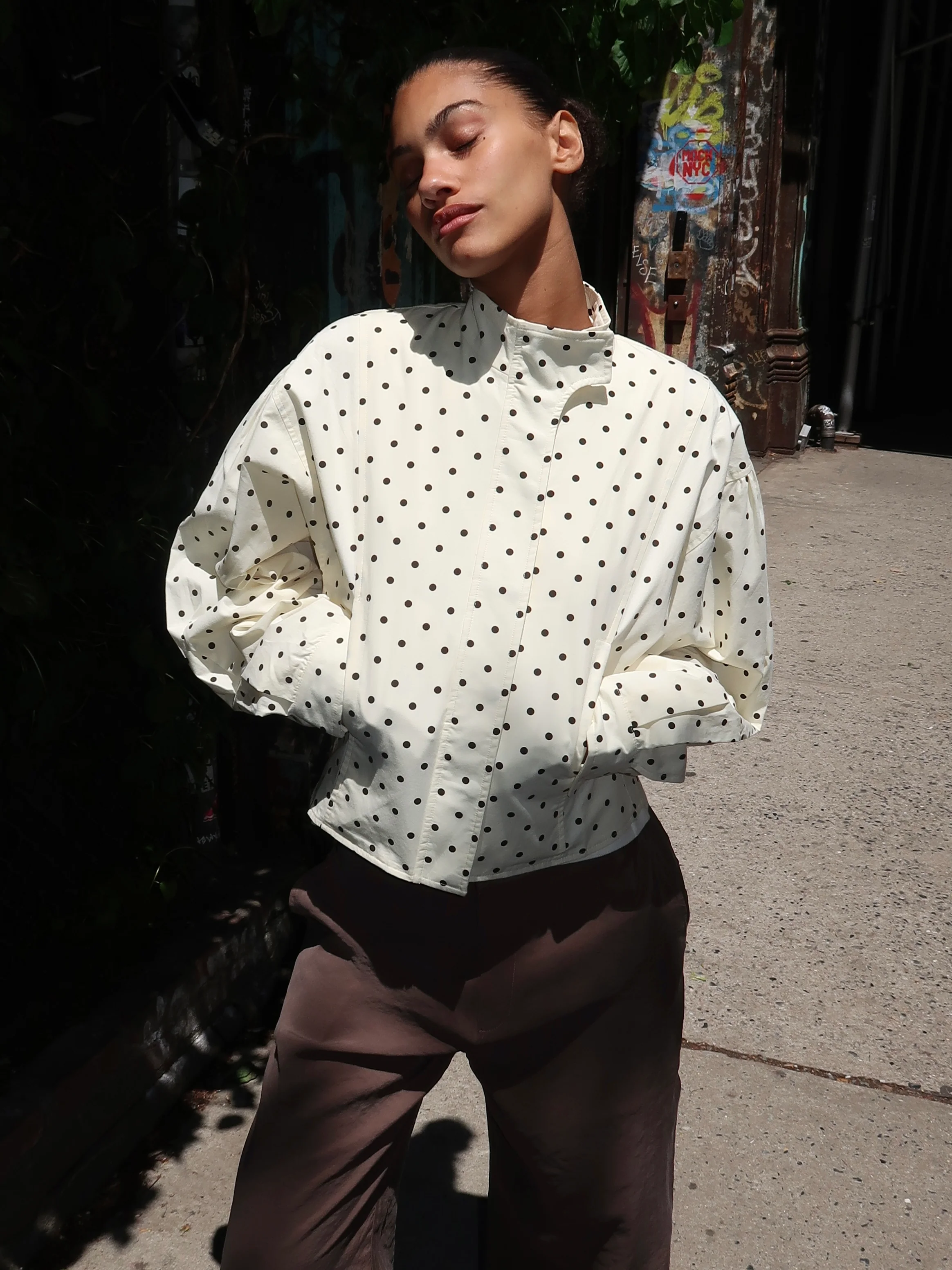 Globo Jacket in White Polka Dot