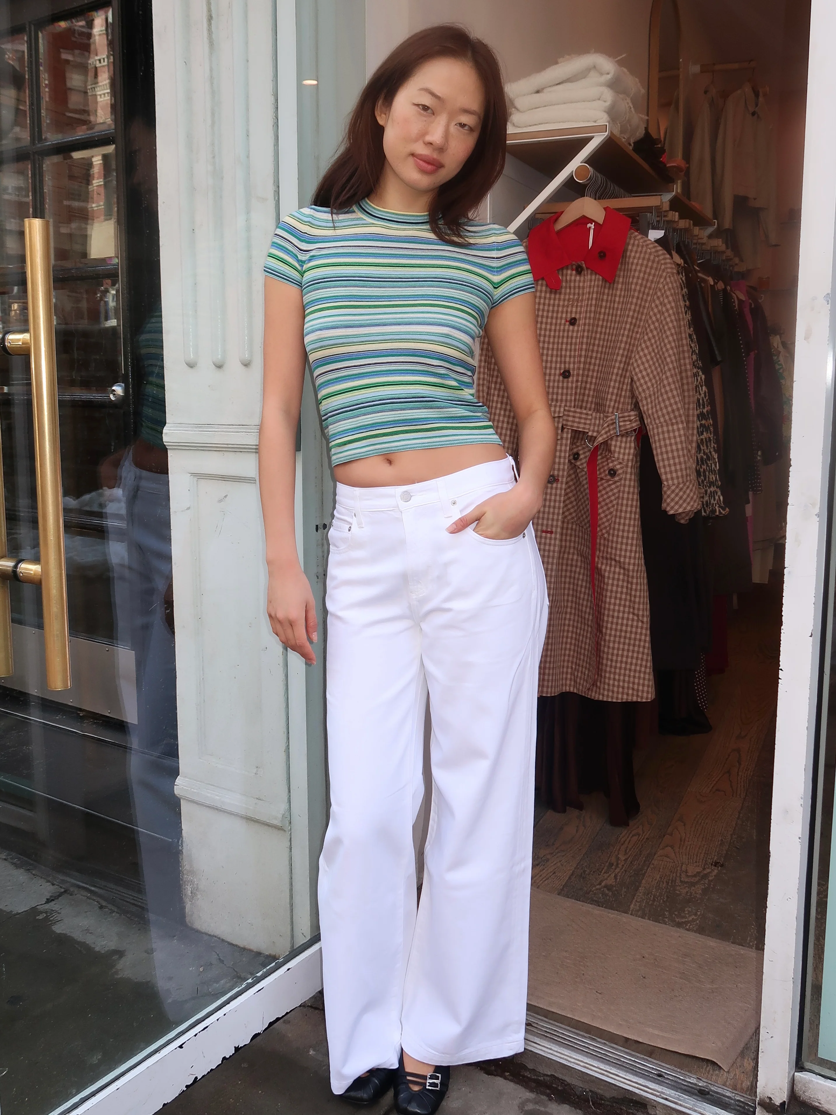 Jadyn Low Slung Palazzo in Vivid White - Image 2