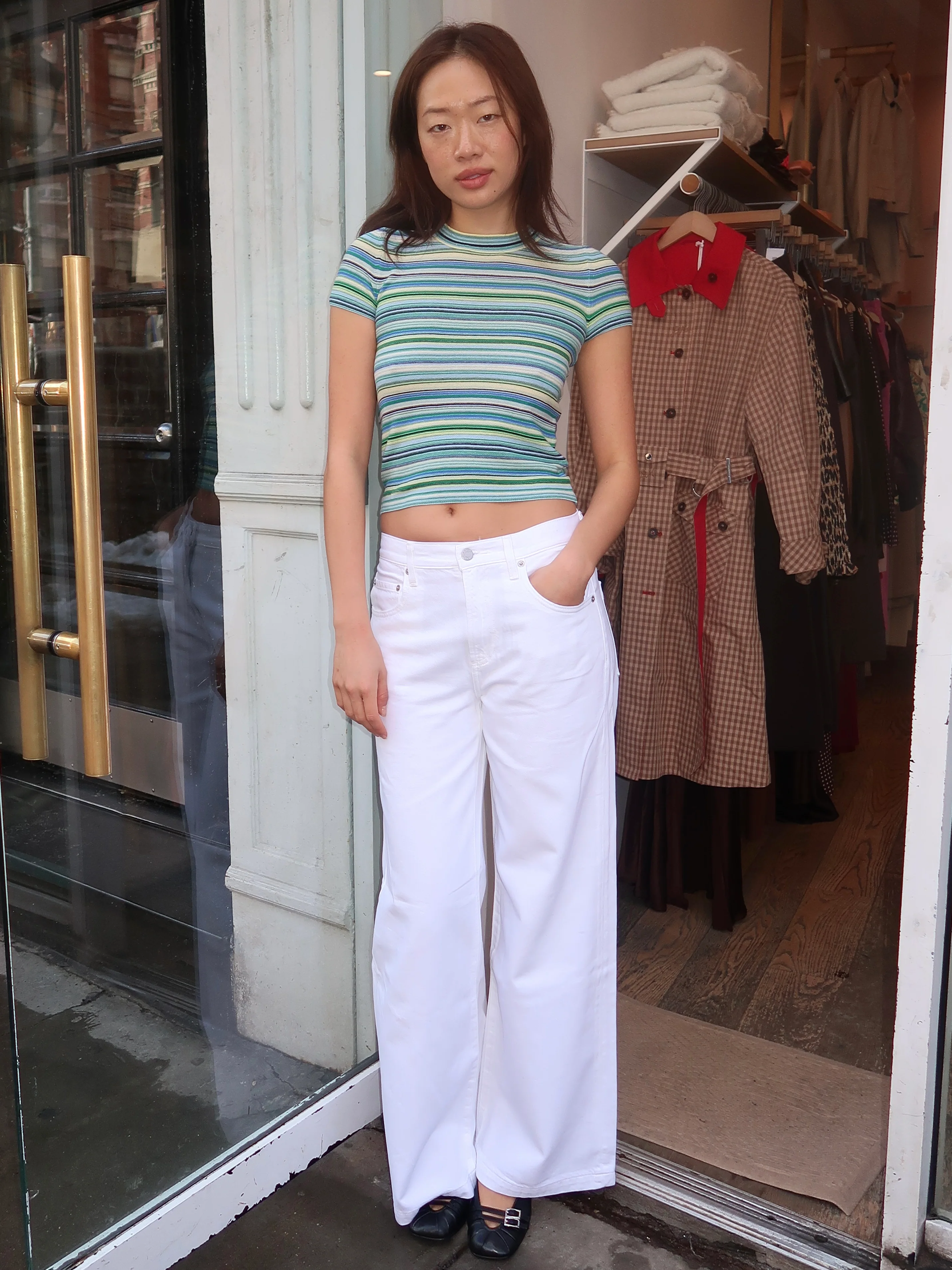 Jadyn Low Slung Palazzo in Vivid White - Image 4