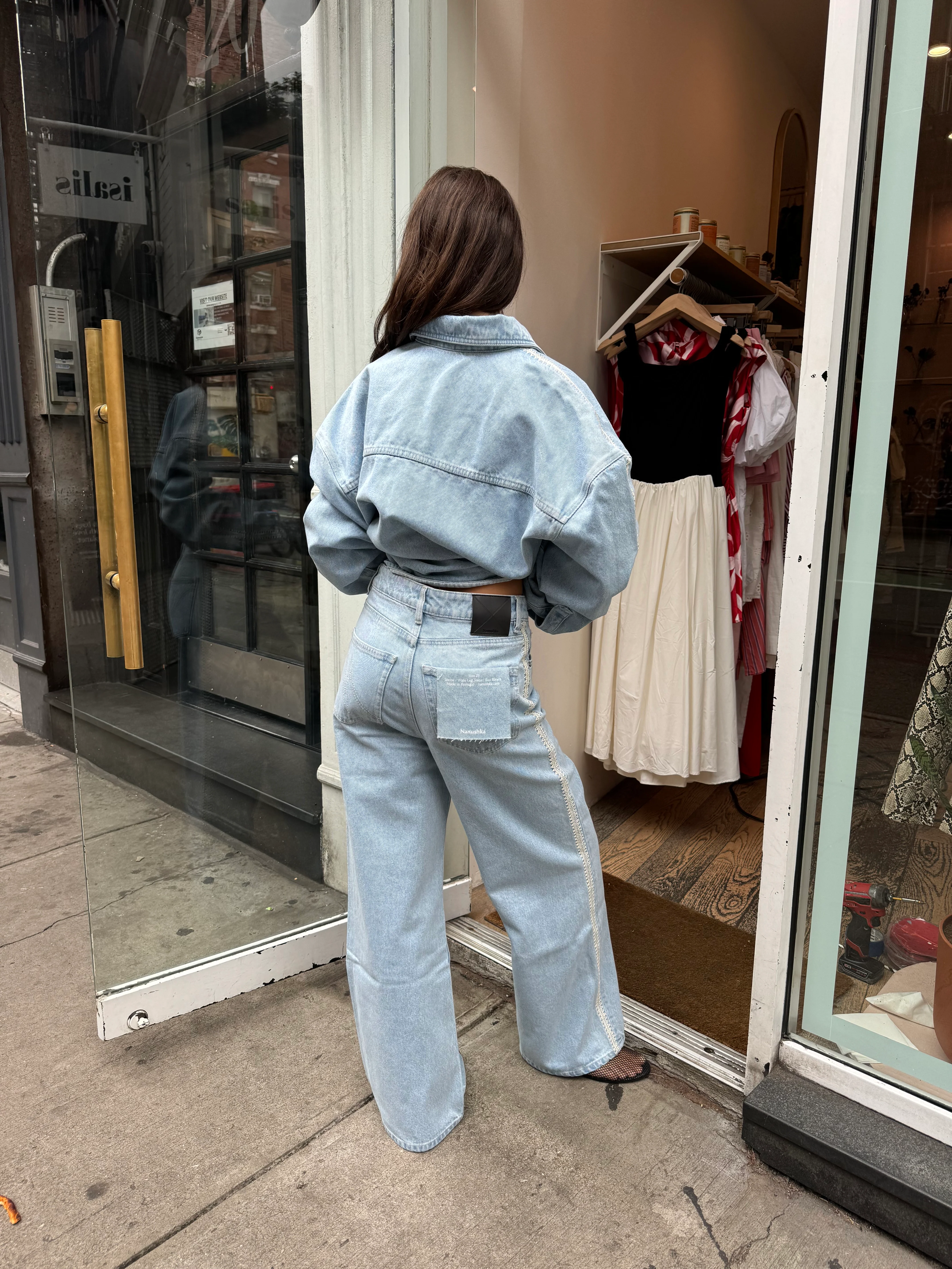 Josine Loose Fit Wide Leg Jeans in Eco Bleach/Creme - Image 5