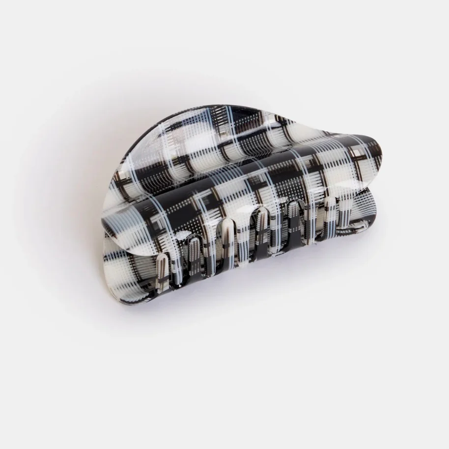 Juno Claw in Black + White Plaid