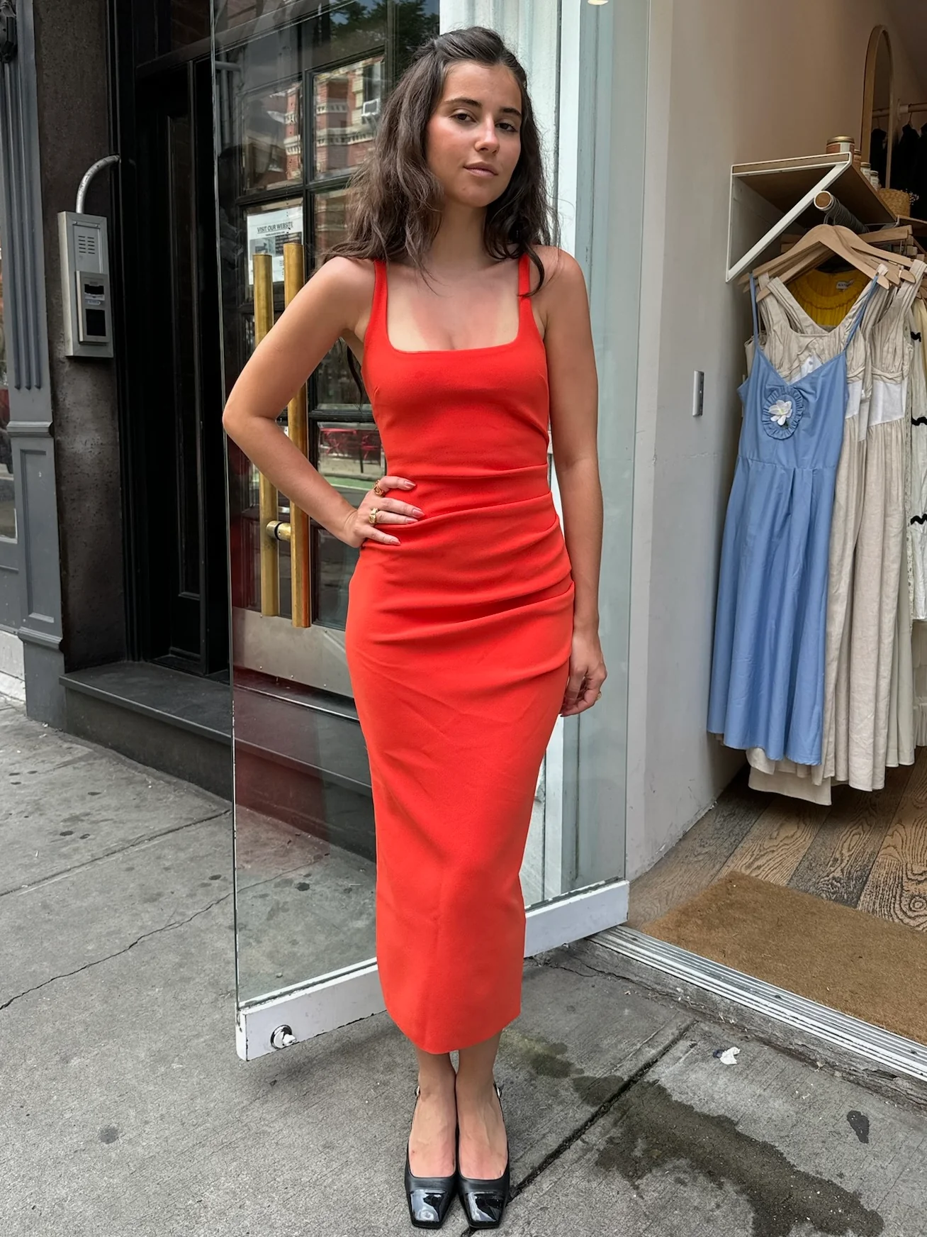 Karina Tuck Midi Dress in Fire Red - Image 4