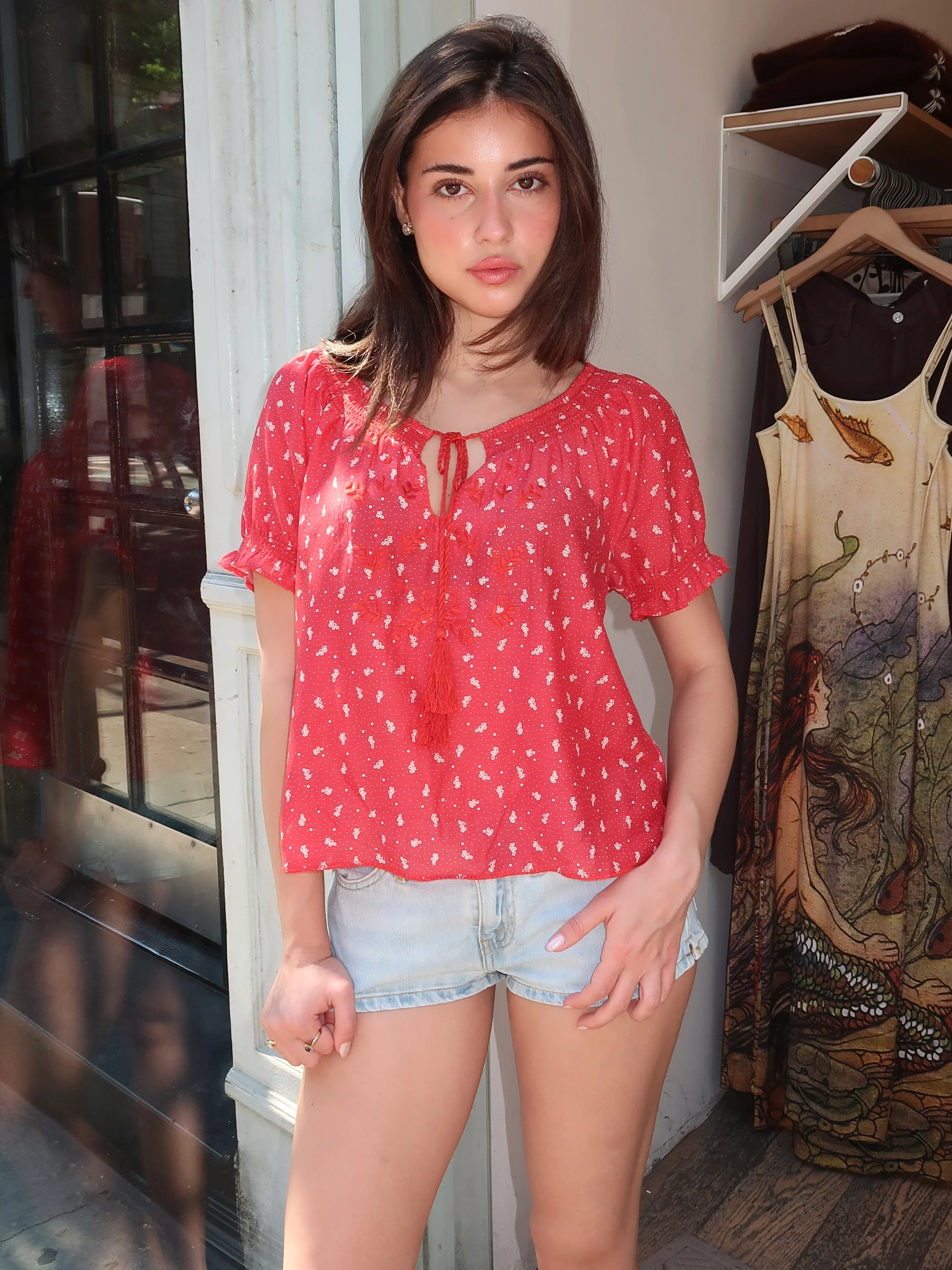 Katie Embroidered Top in Bandana - Image 4