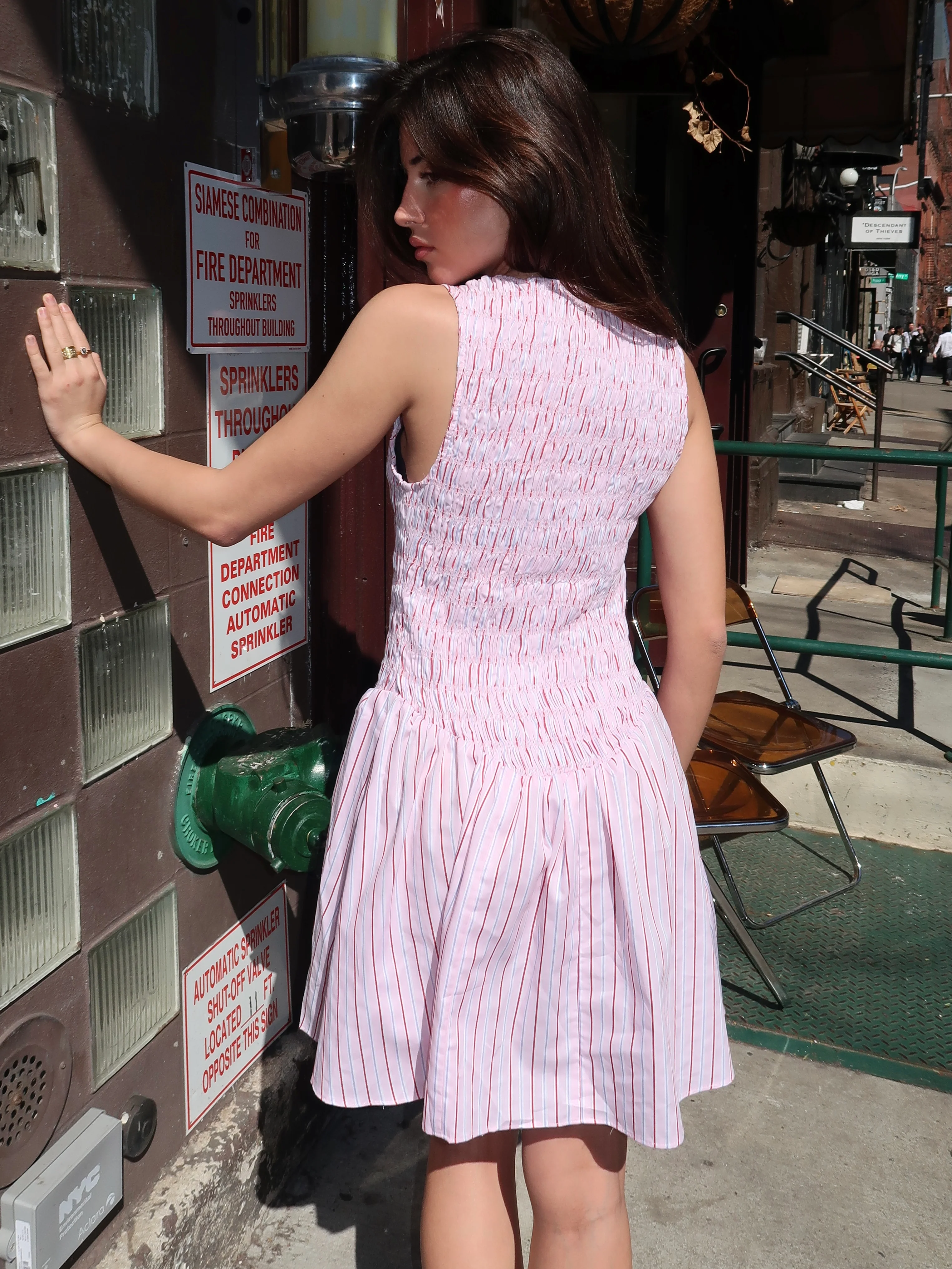 Martina Mini Dress in Fiori Stripe Palazzo - Image 3