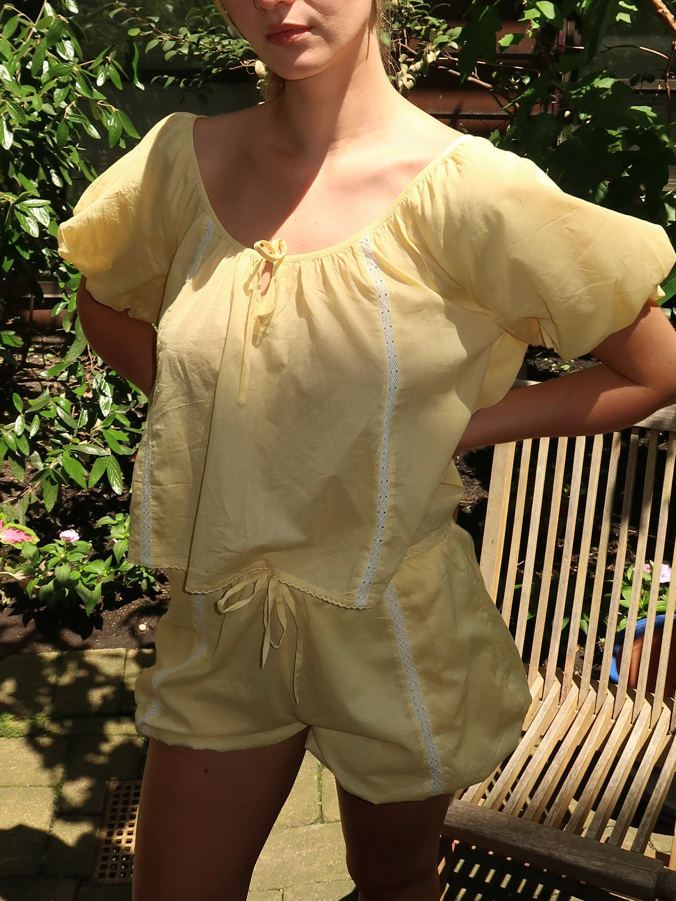 Maura Lace Trim Top in Butter - Image 4