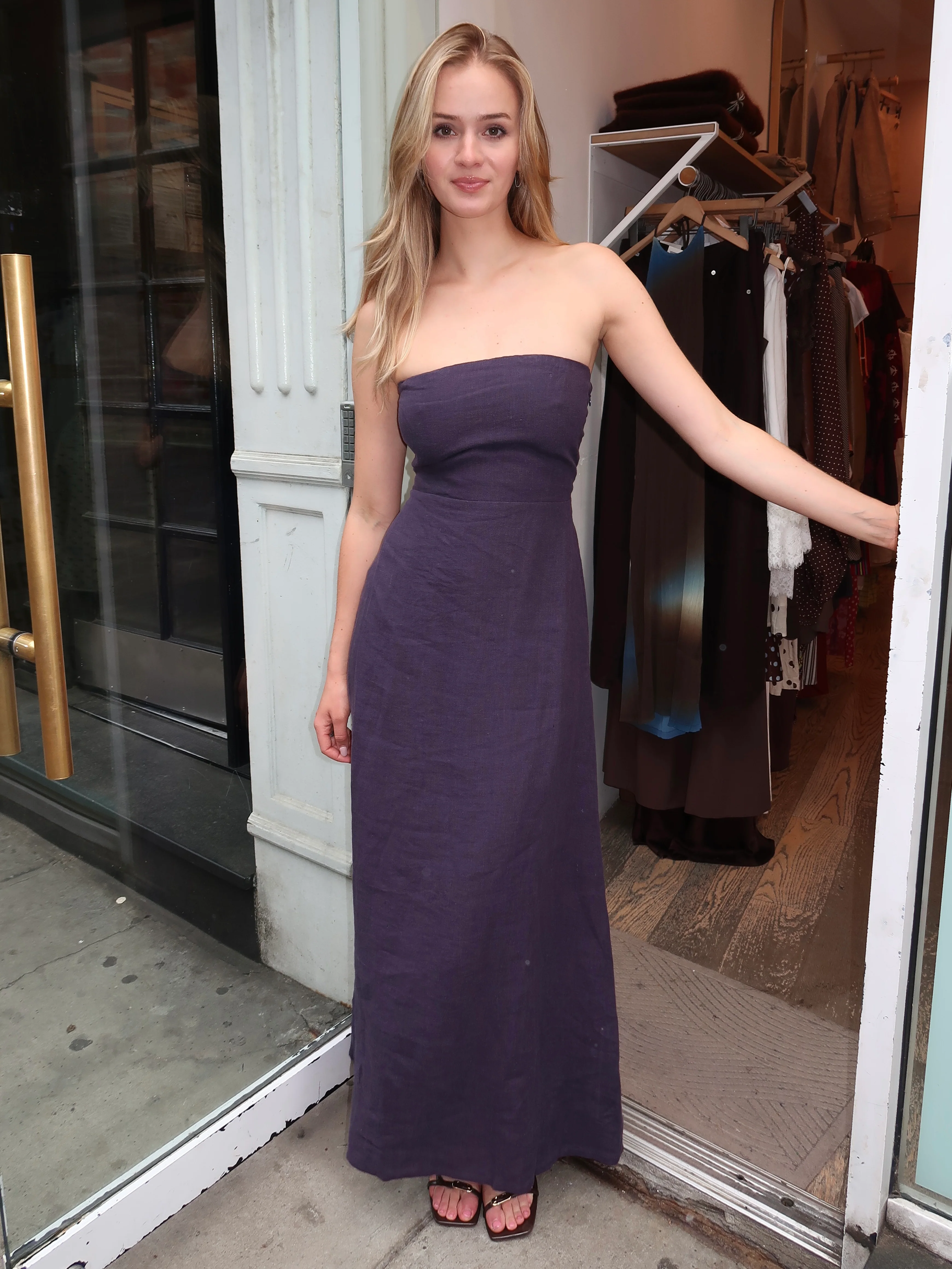 Odin Strapless Dress in Navy - Image 2
