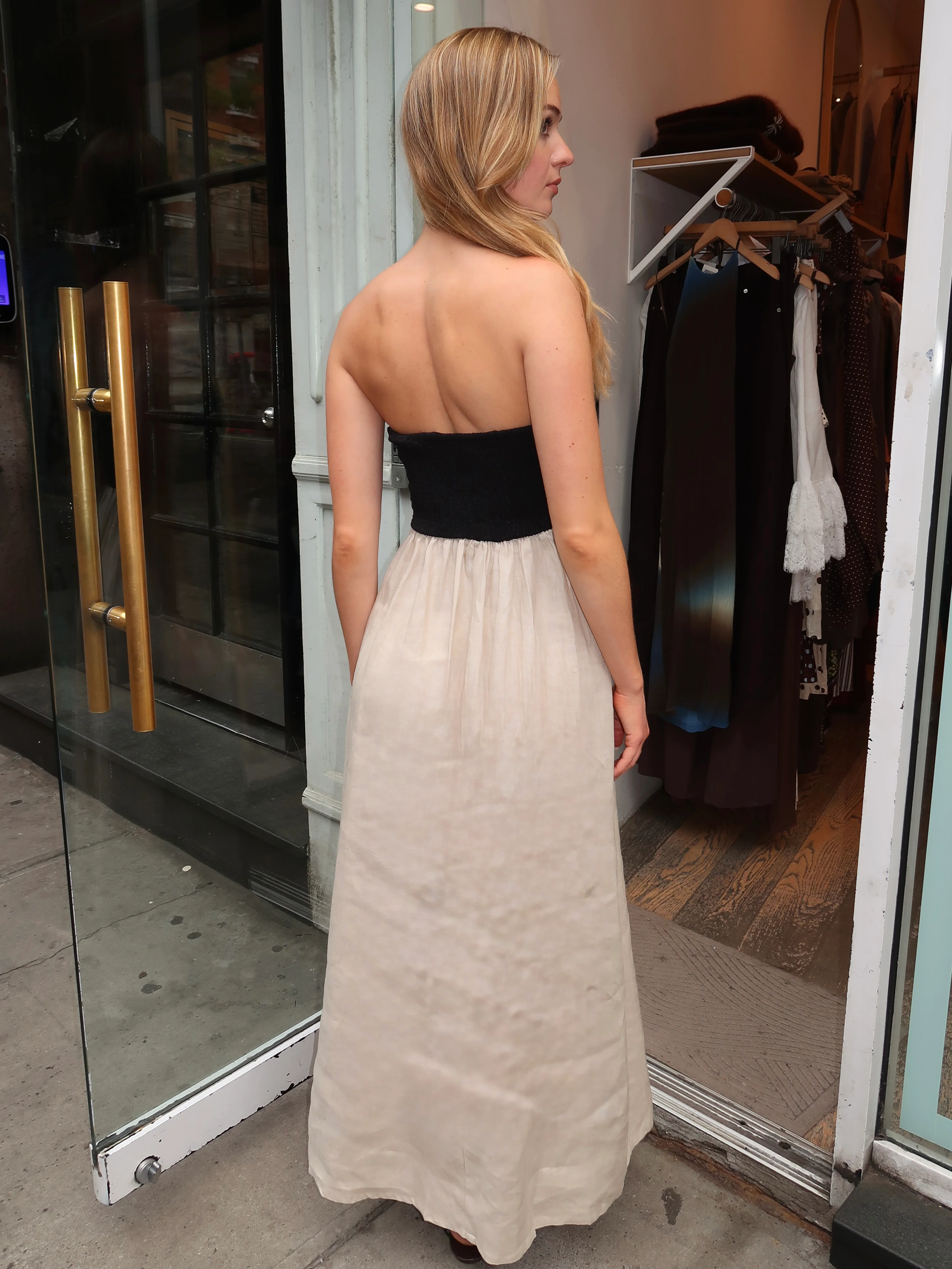 Parks Strapless Dress in Black Khaki - Image 3