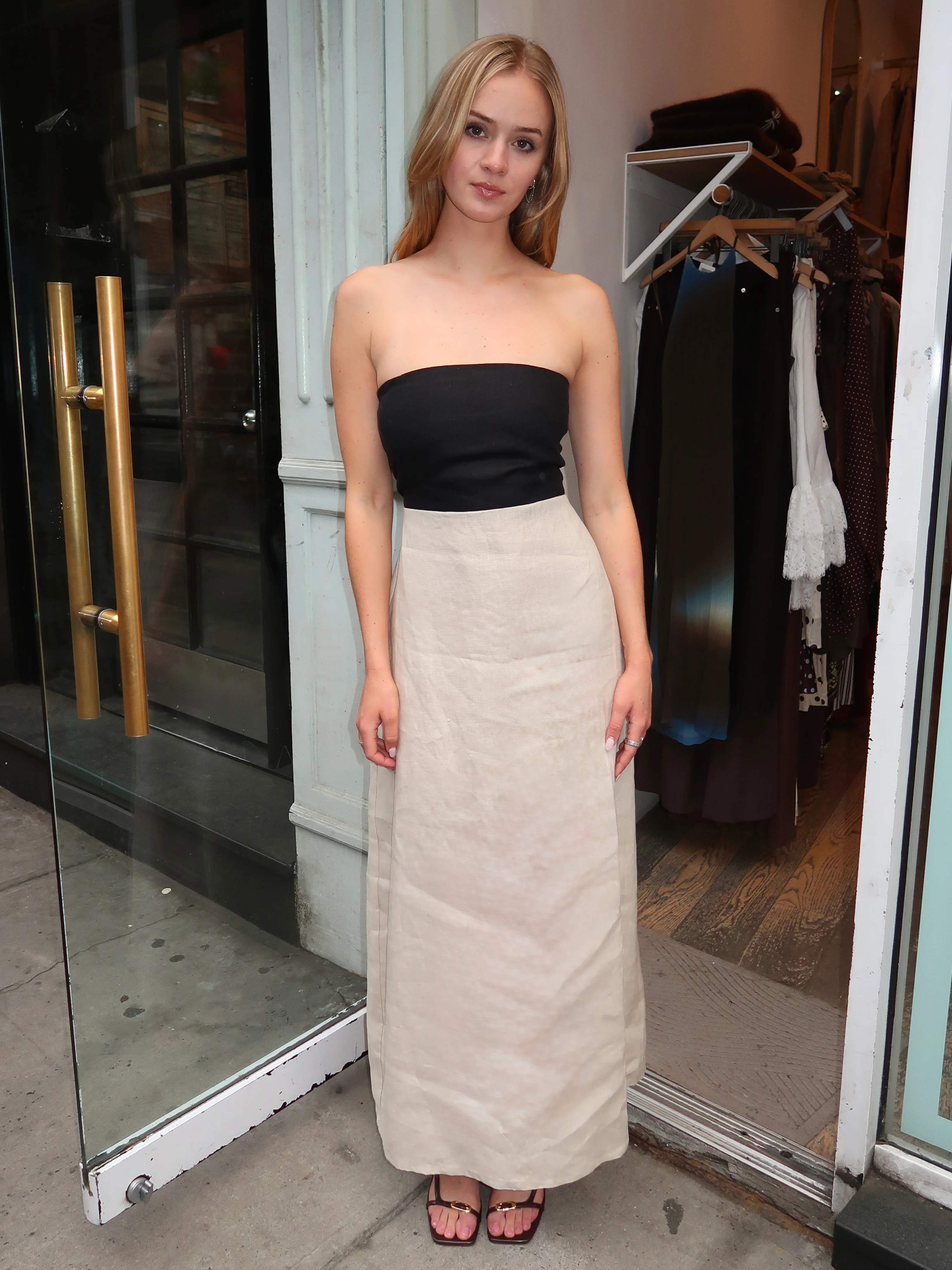 Parks Strapless Dress in Black Khaki - Image 4