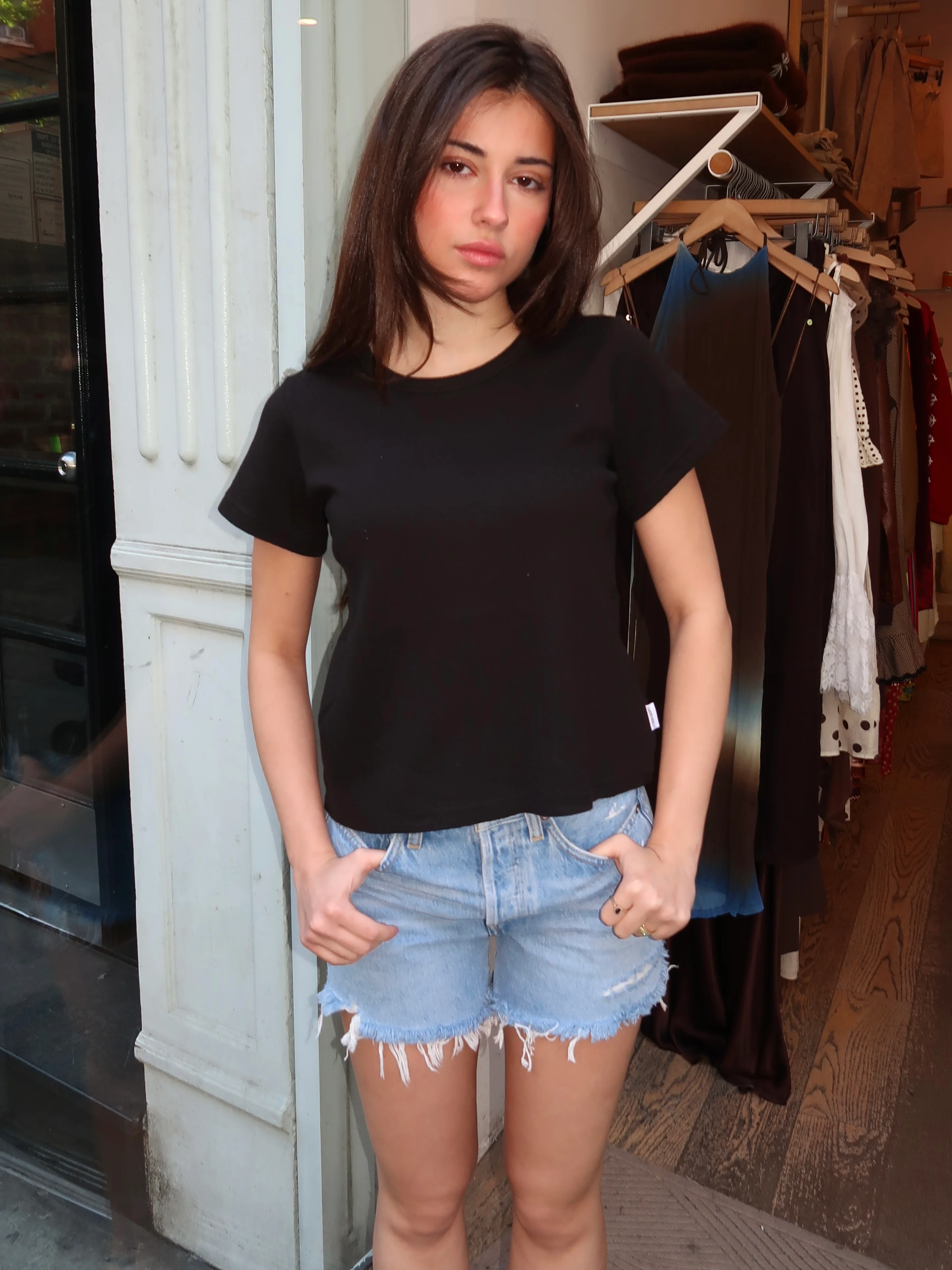 Pointelle Babe Tee in Black - Image 4