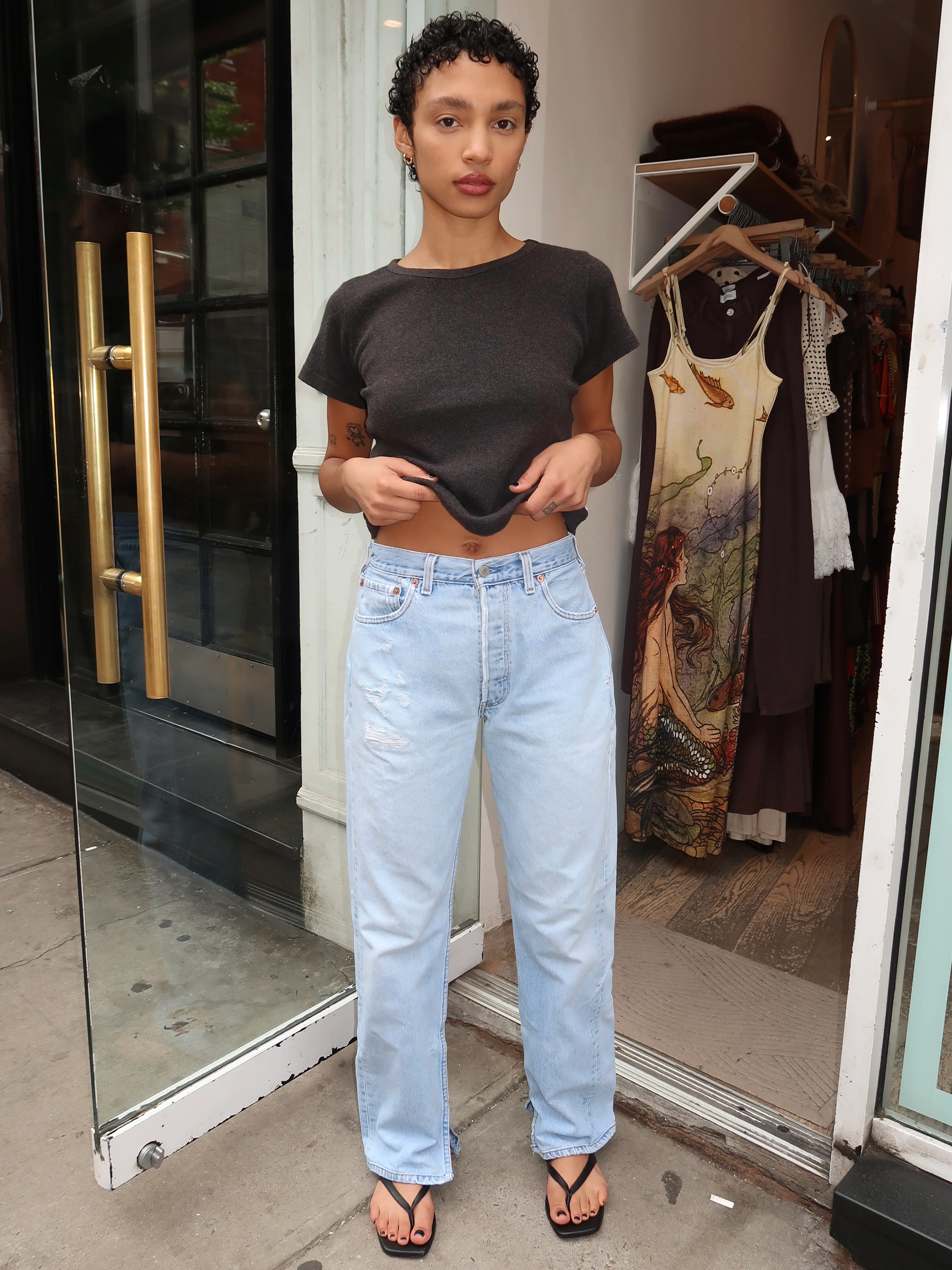 Relaxed Split Jean in Light/Medium - Image 2