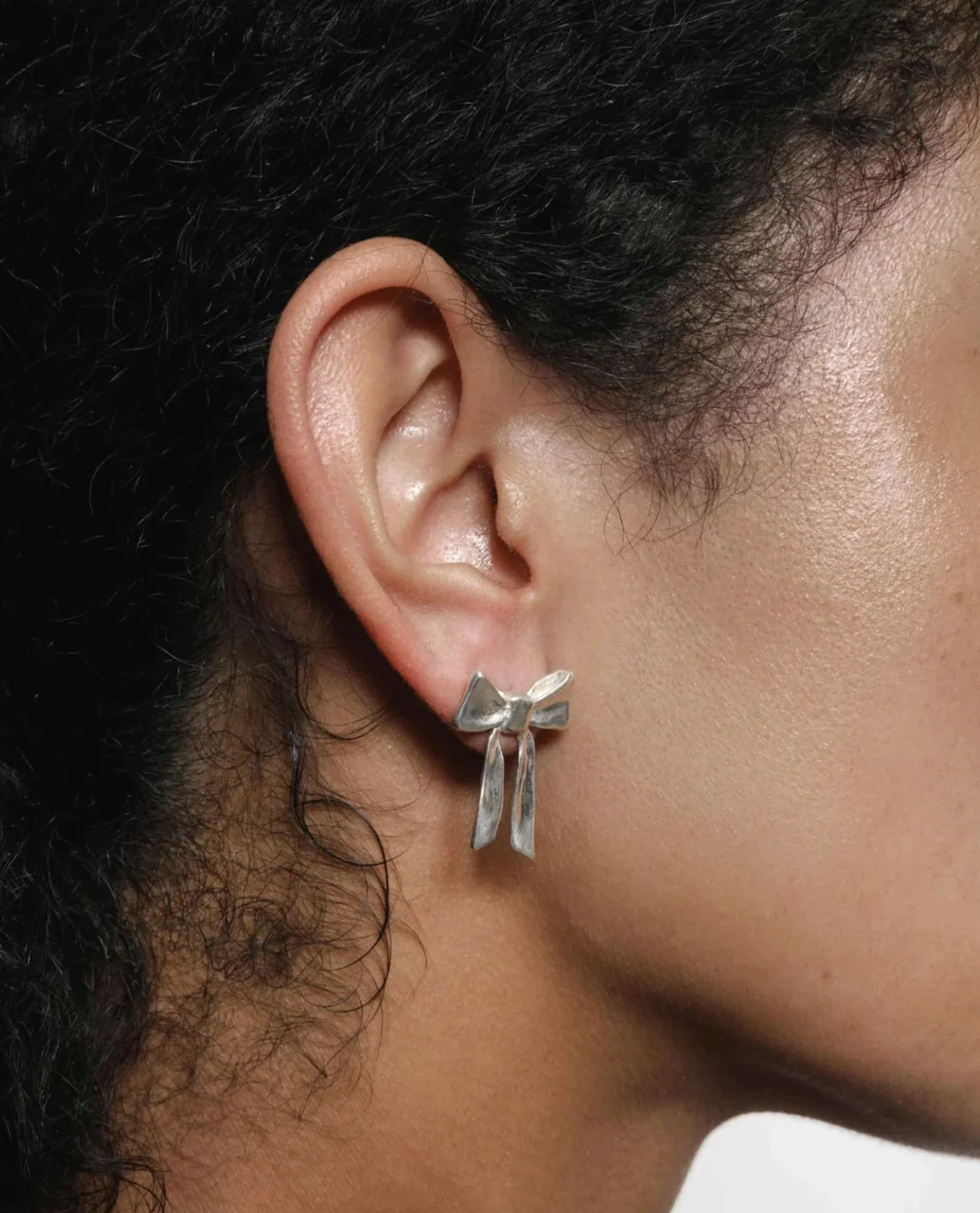 Ruby Earrings in Silver Bows - Image 3
