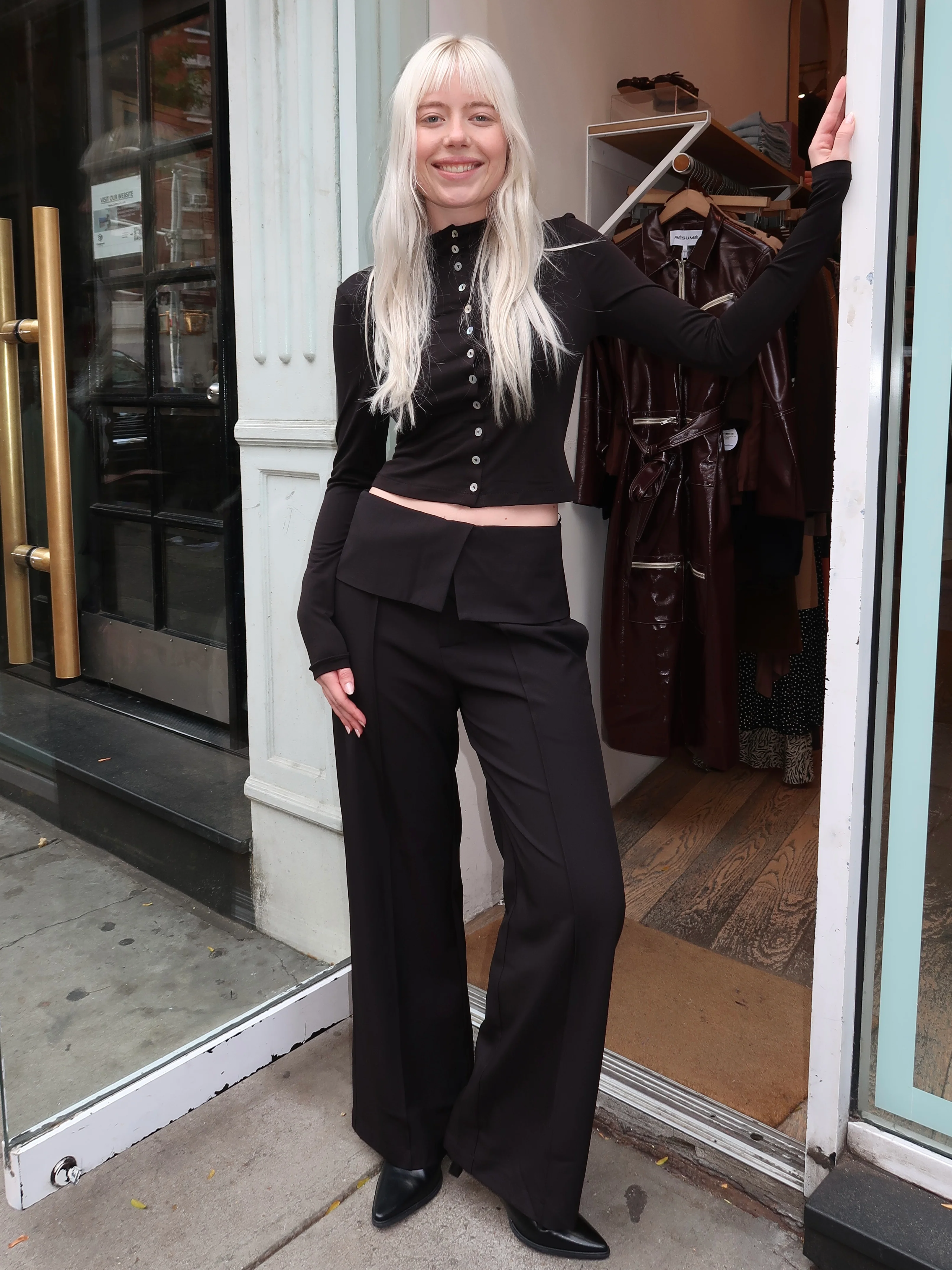 Rumi Folded Waist Trouser in Black - Image 4
