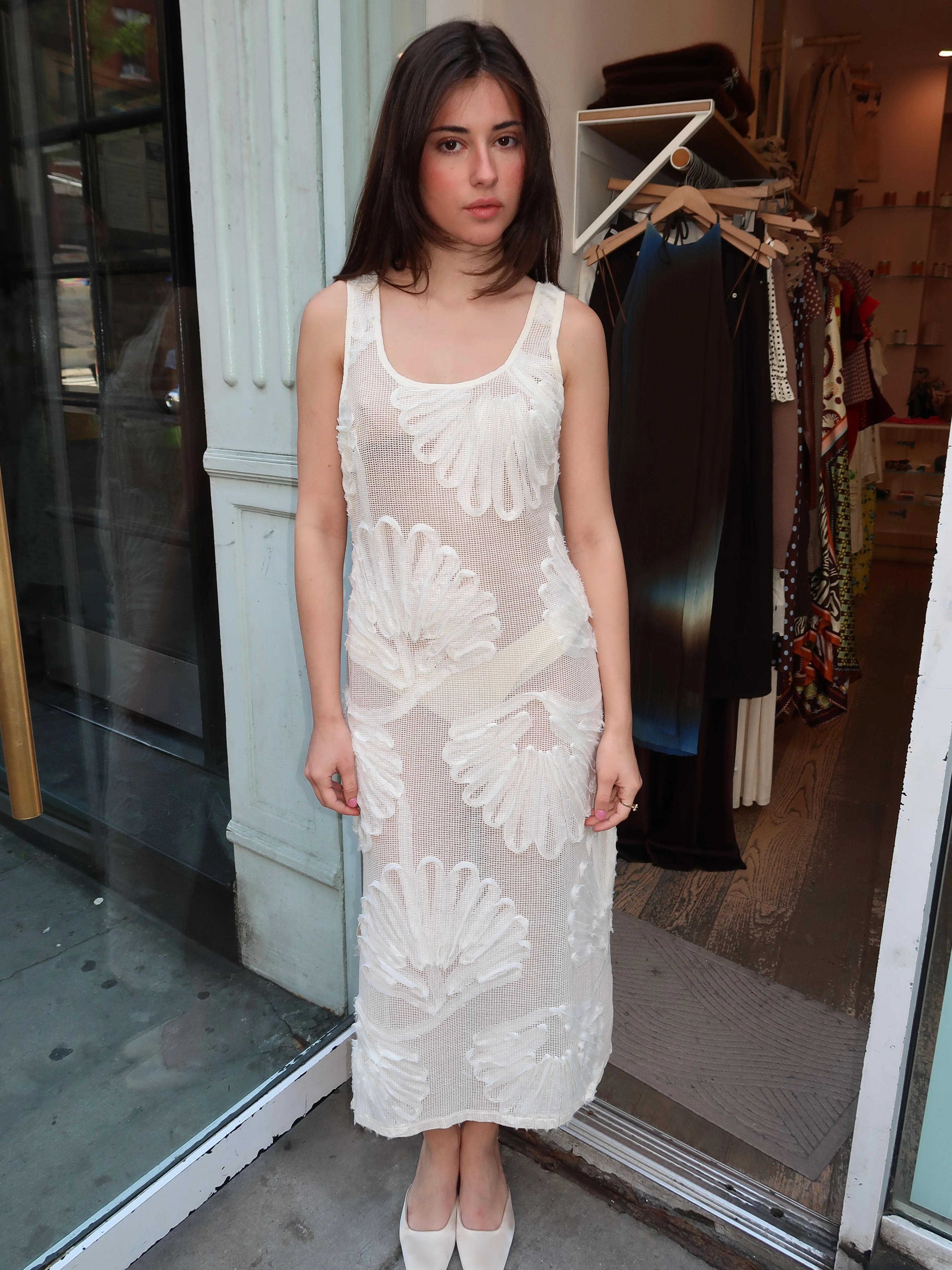 Seashells Applique Dress in Ivory - Image 3