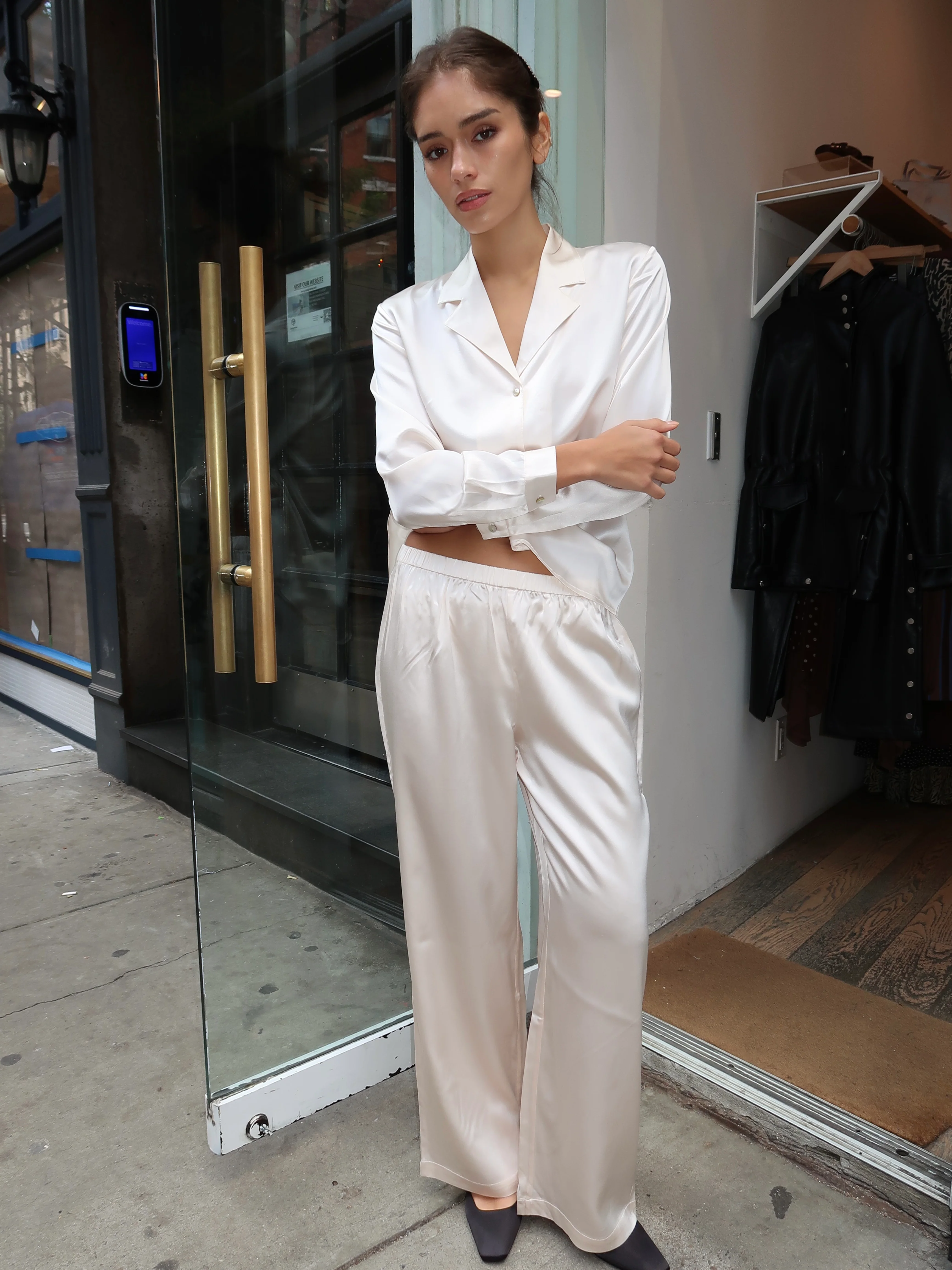 Soma Trousers in Ivory Satin - Image 4