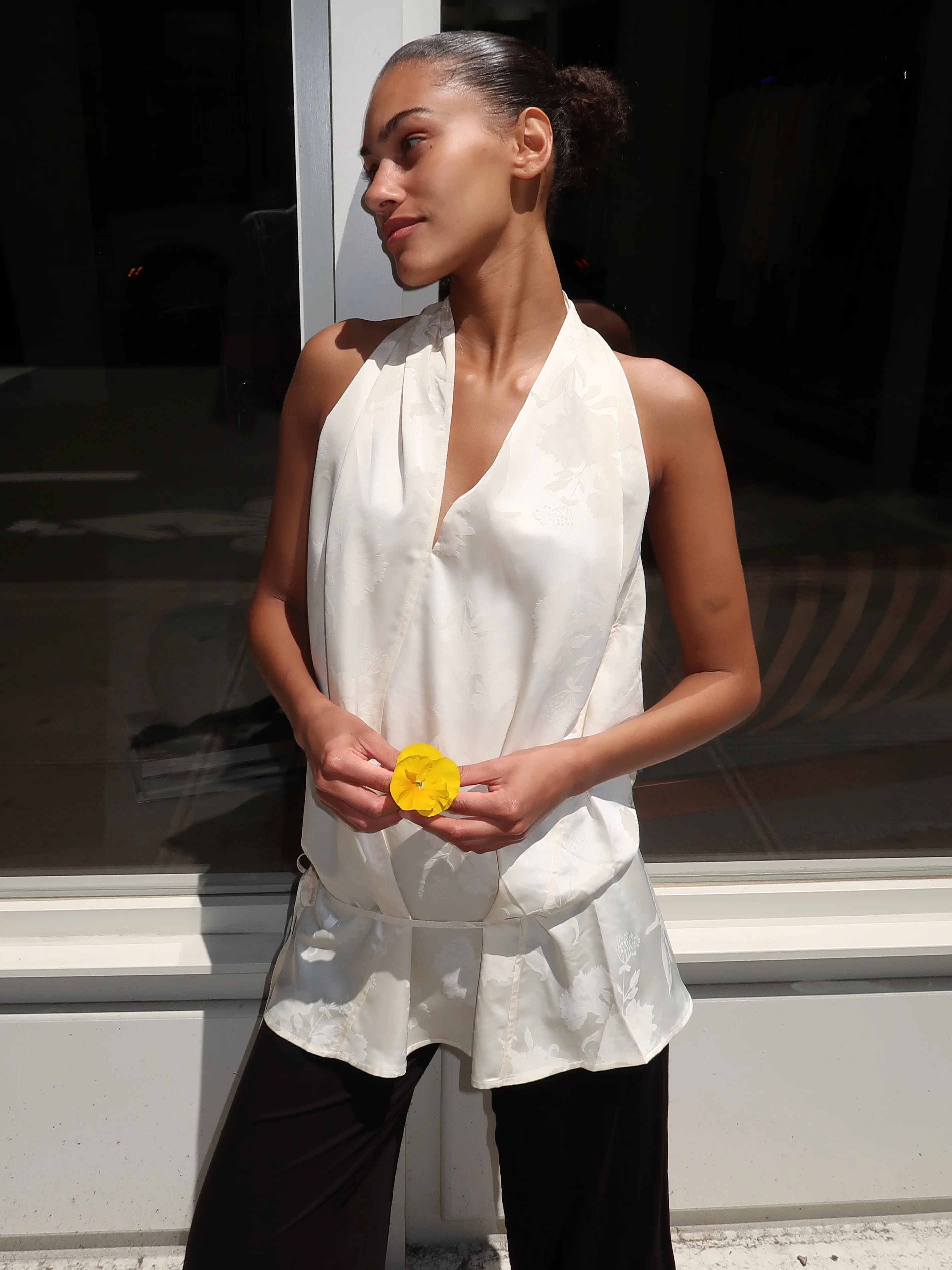 Spriral Top in Ivory Jacquard - Image 4