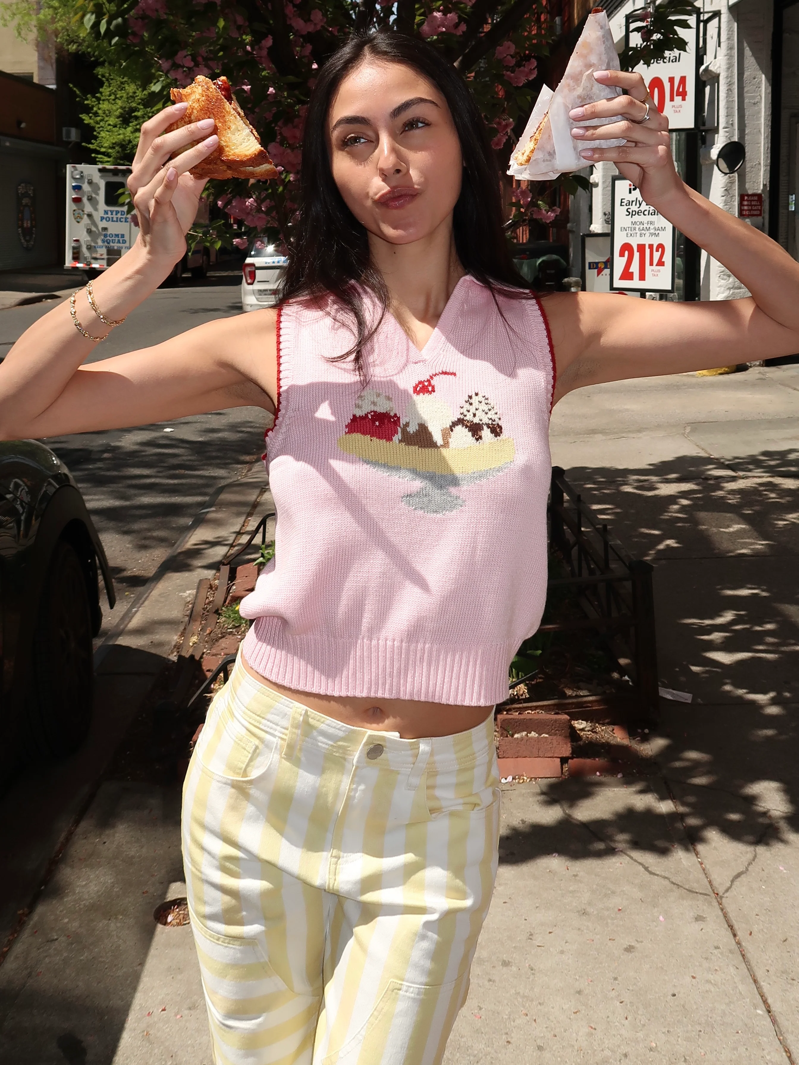 Split Sleeveless Polo in Strawberry Pink - Image 4