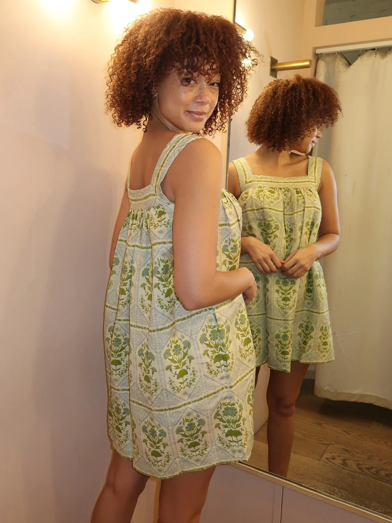 Tipper Dress in Green Trellis - Image 3