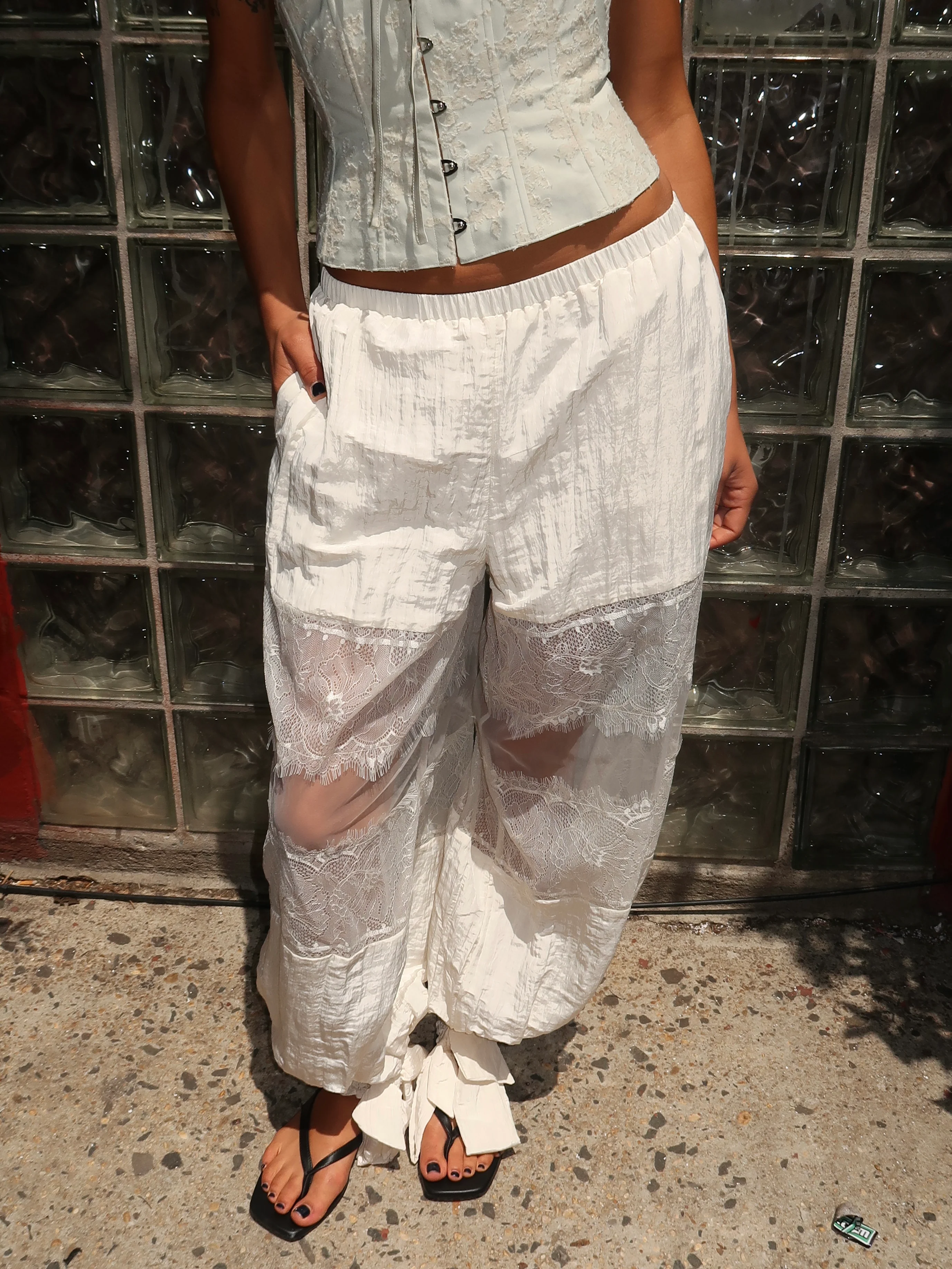 Waverly Balloon Pants in Lace Cream - Image 2