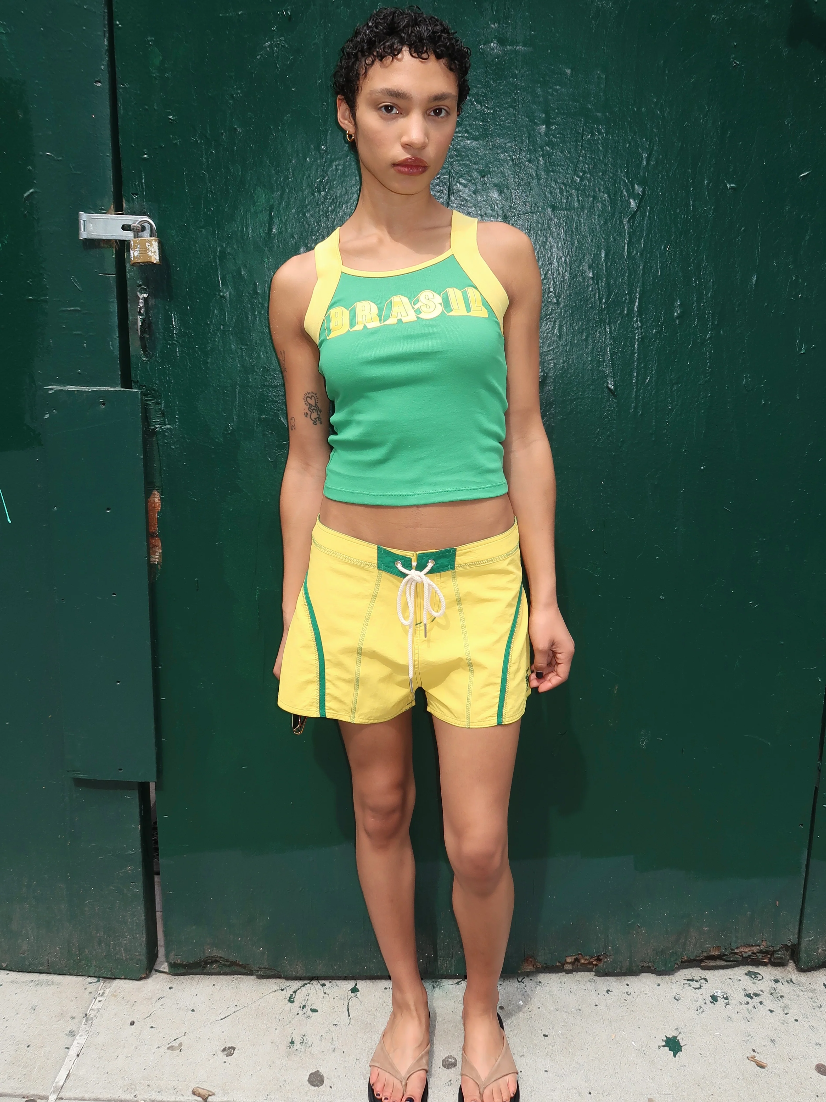 Yellow & Green Made Some Short Shorts - Image 4