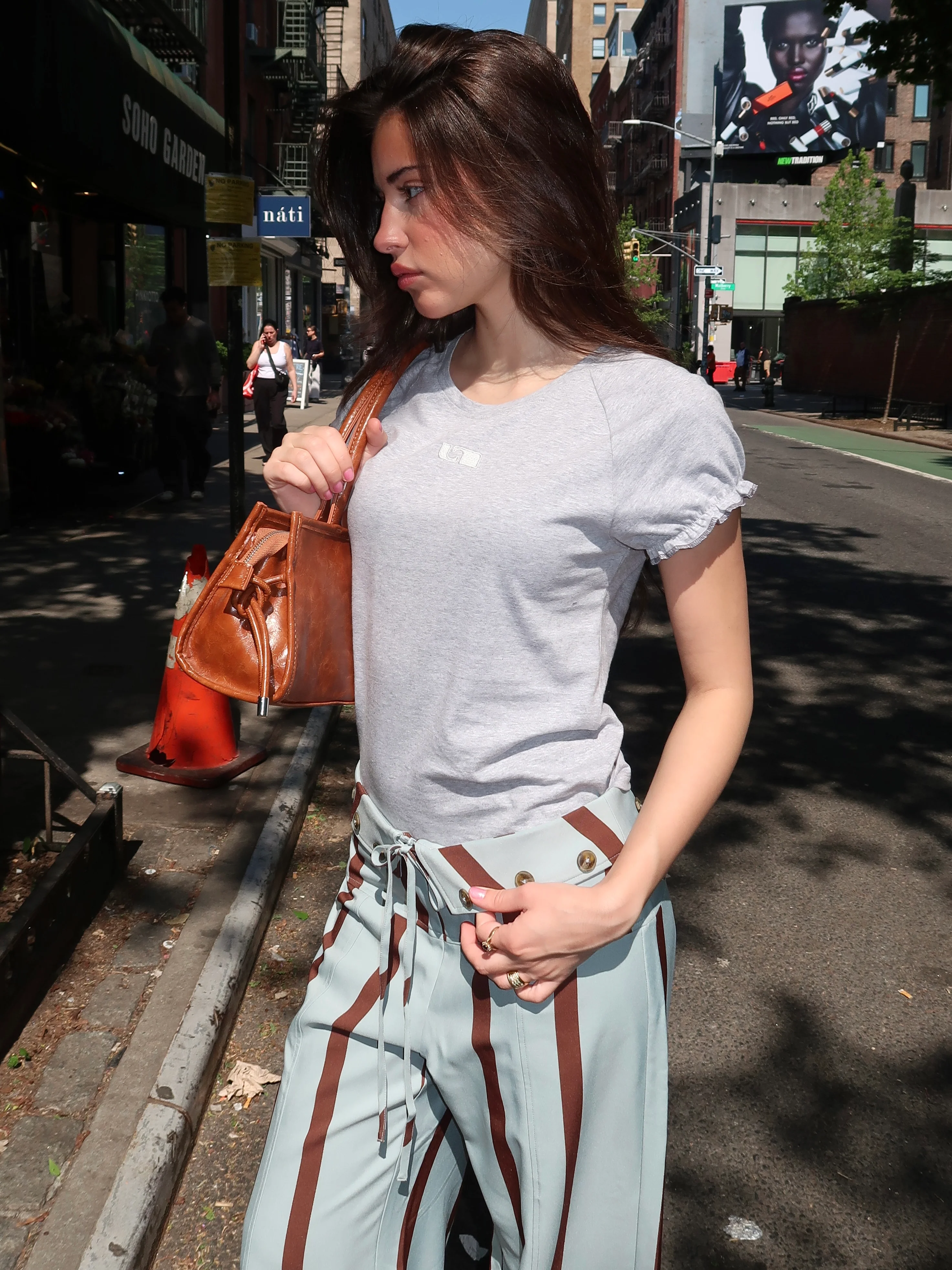 Zaira Grey Embroidered Logo T-Shirt - Image 2